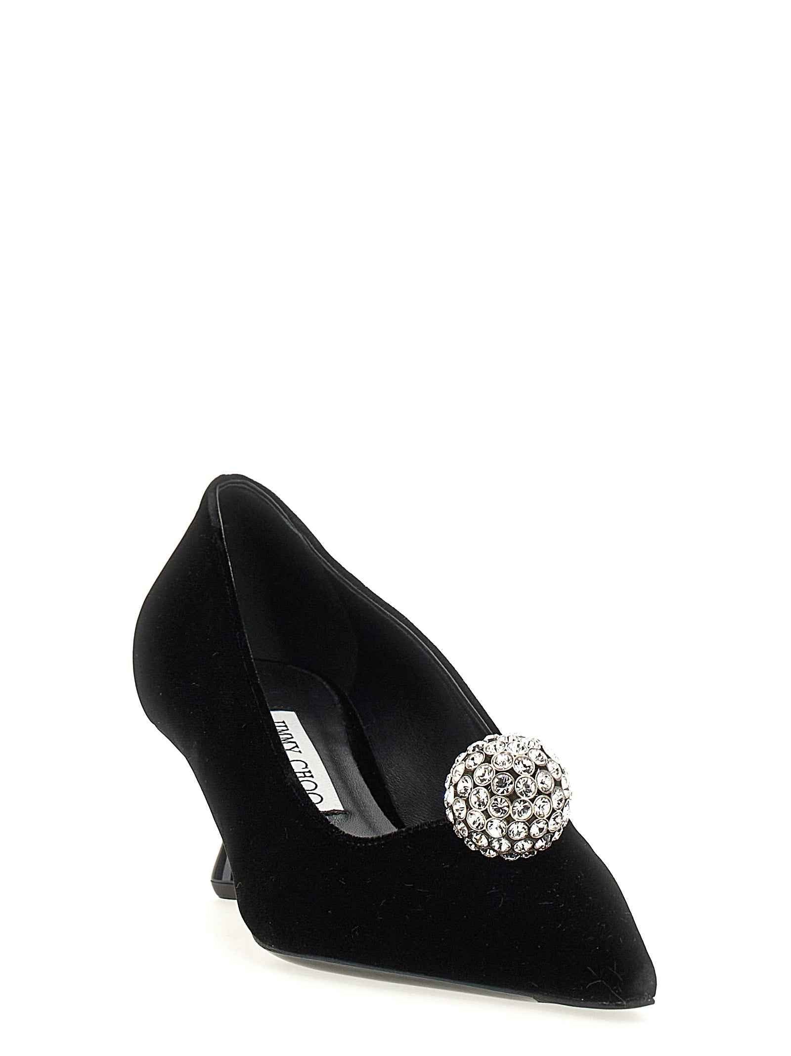 Jimmy Choo Black Textile Mid Heel Pumps