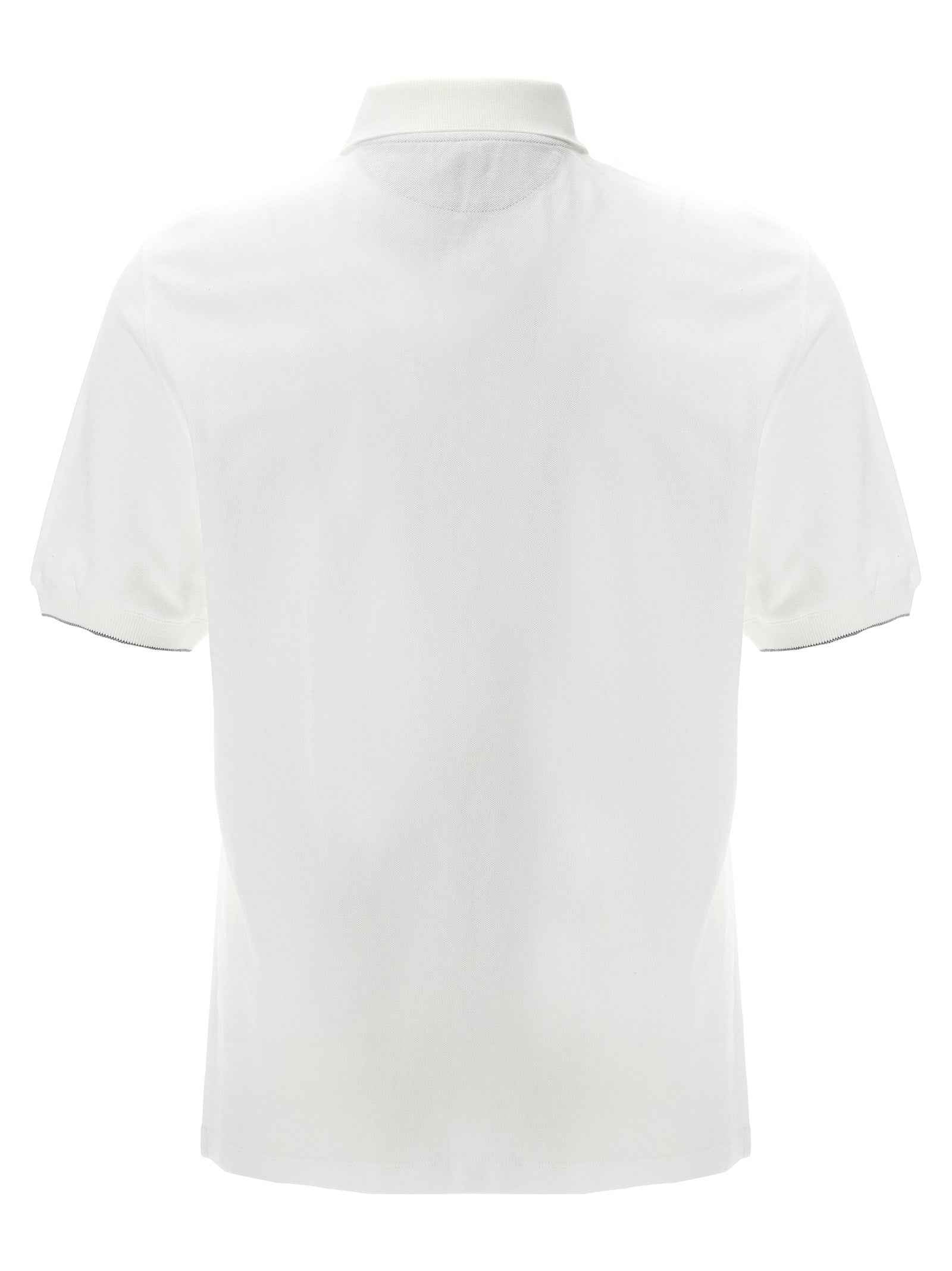 Brunello Cucinelli White Cotton Polo Shirt