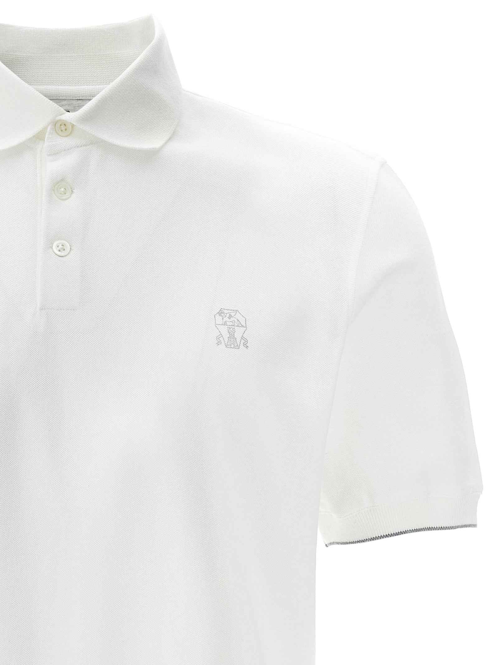 Brunello Cucinelli White Cotton Polo Shirt