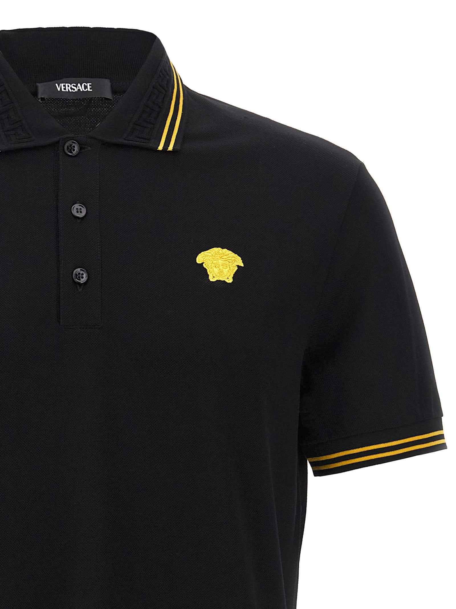Versace Black Cotton Polo Shirt