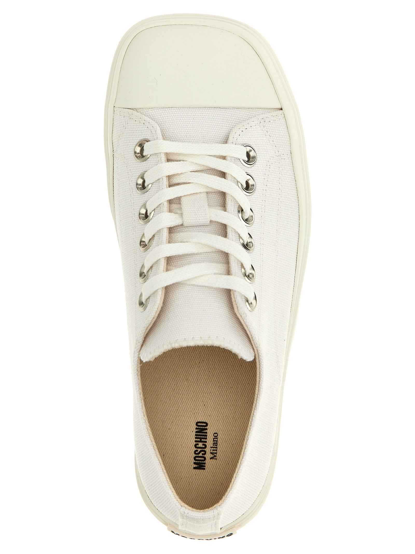 Moschino White Cotton Low Top Sneakers