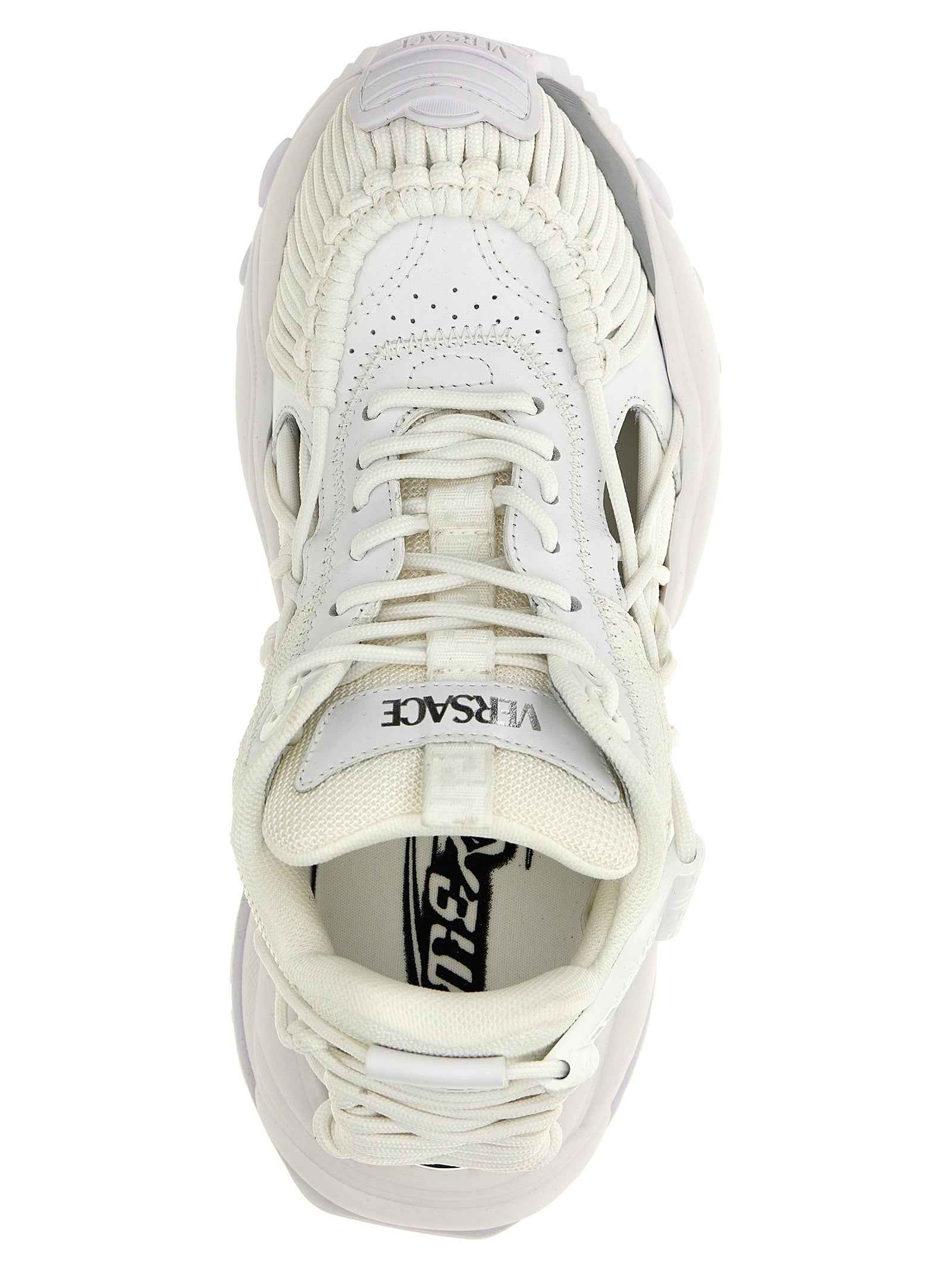 Versace White Calfskin Athletic Sneakers