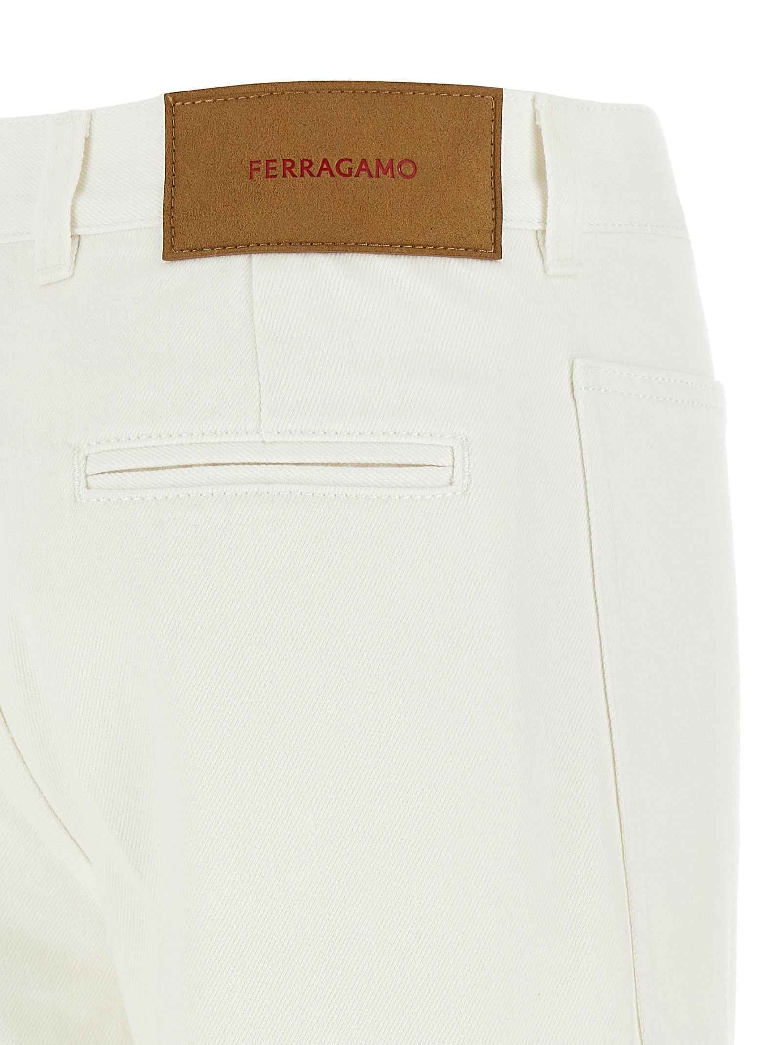 Ferragamo White Cotton Straight-Leg Jeans