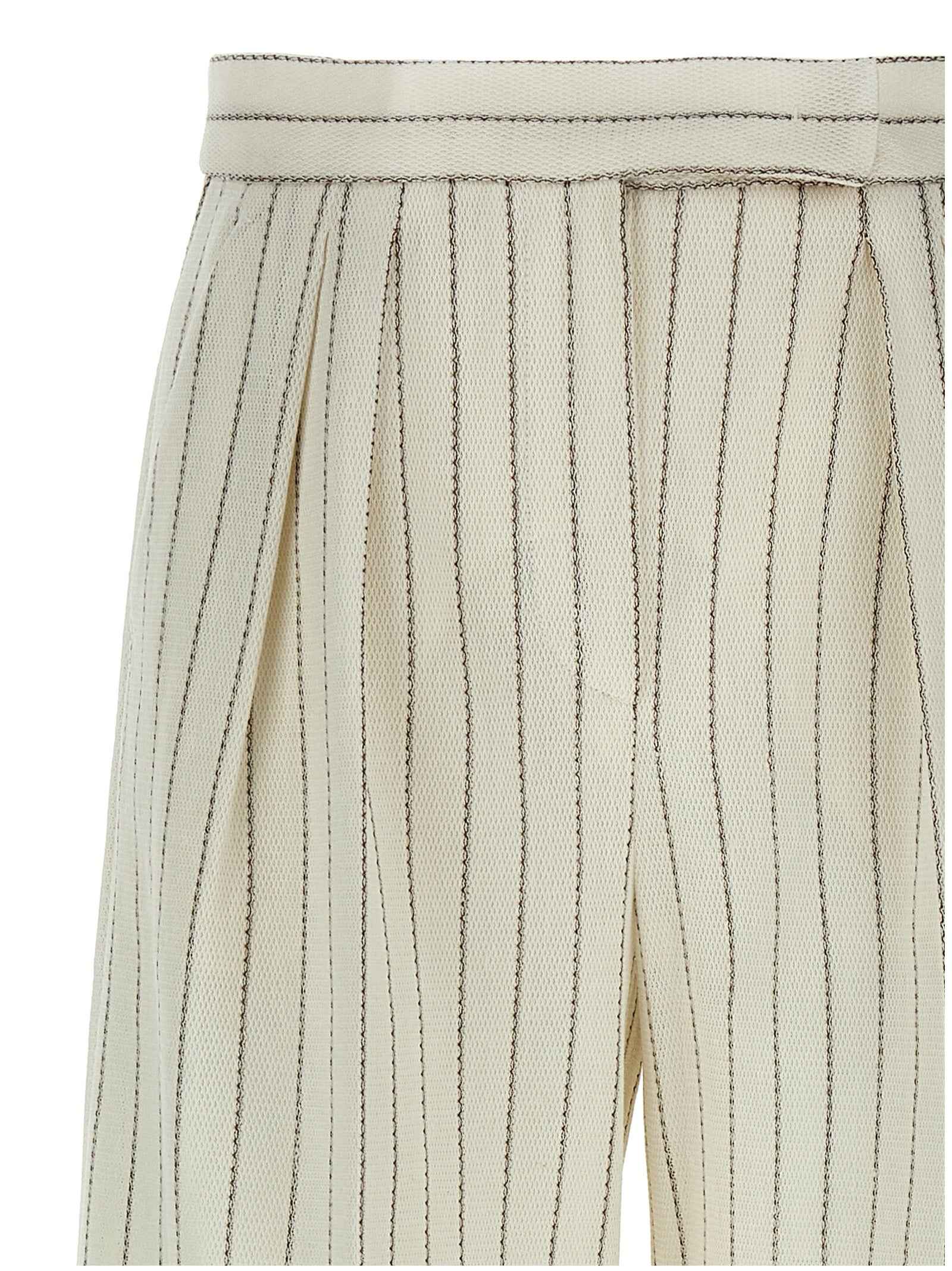 Max Mara White Cotton Casual Pants