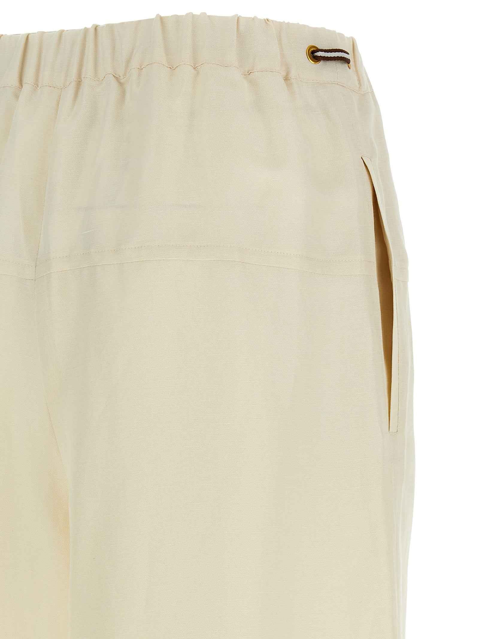 Max Mara White Flax Casual Pants
