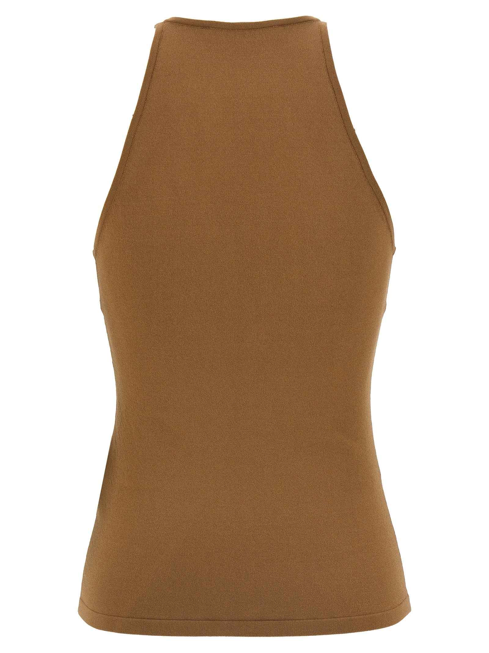 Max Mara Brown Viscose Sleeveles T-Shirt