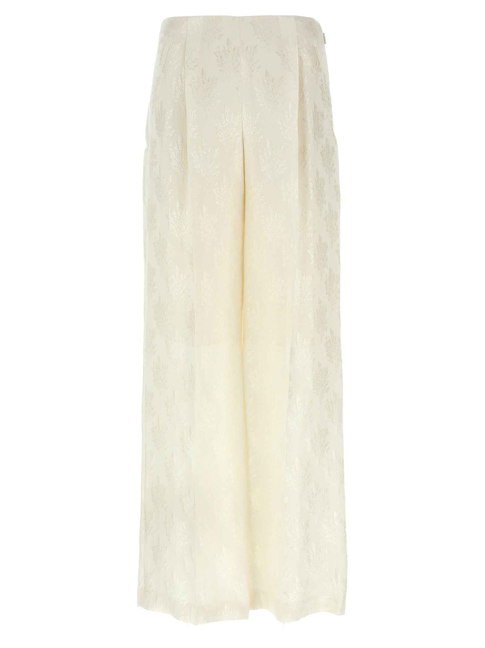 Fendi White Silk Casual Pants