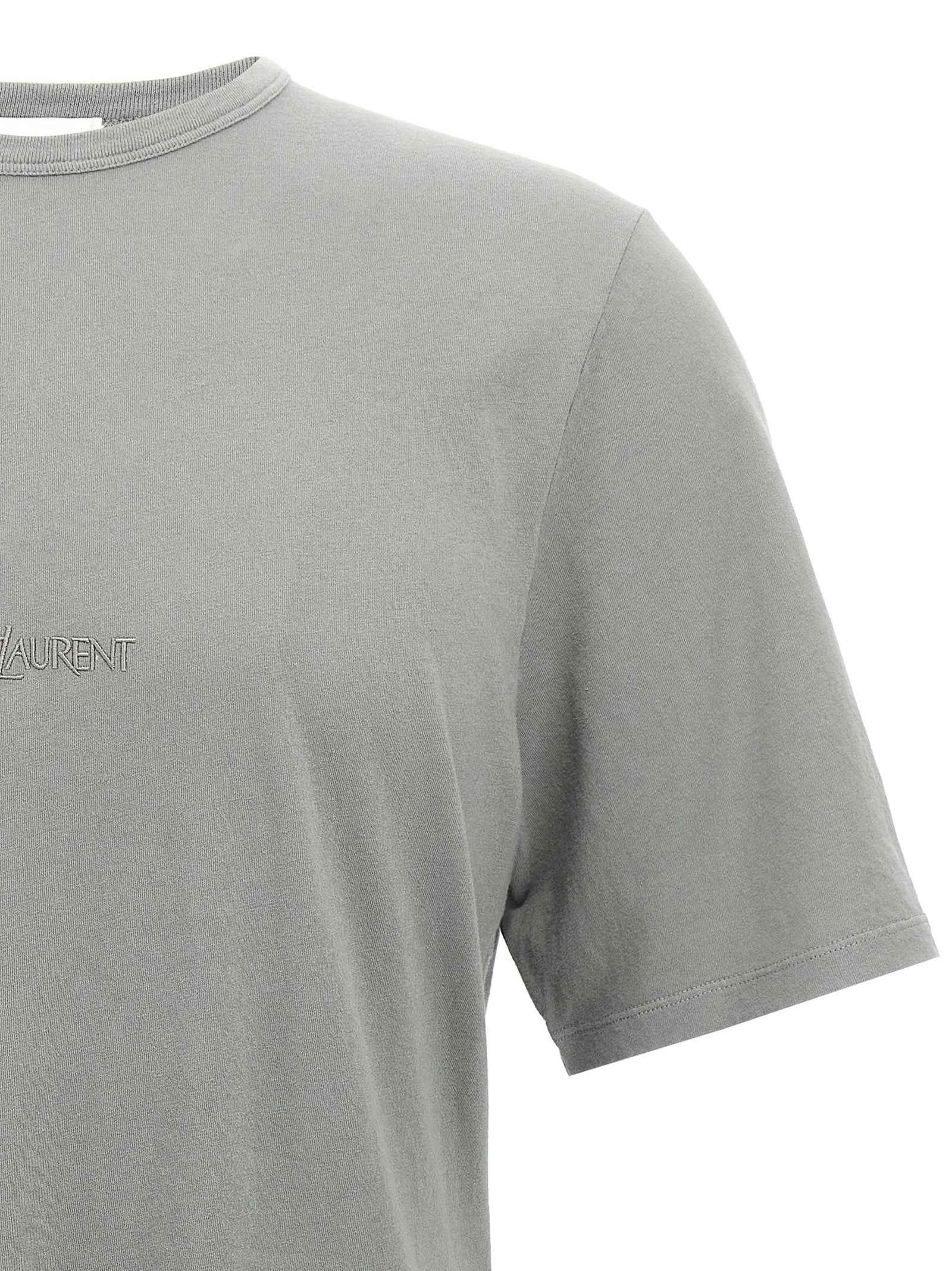 Saint Laurent Gray Cotton T-Shirt