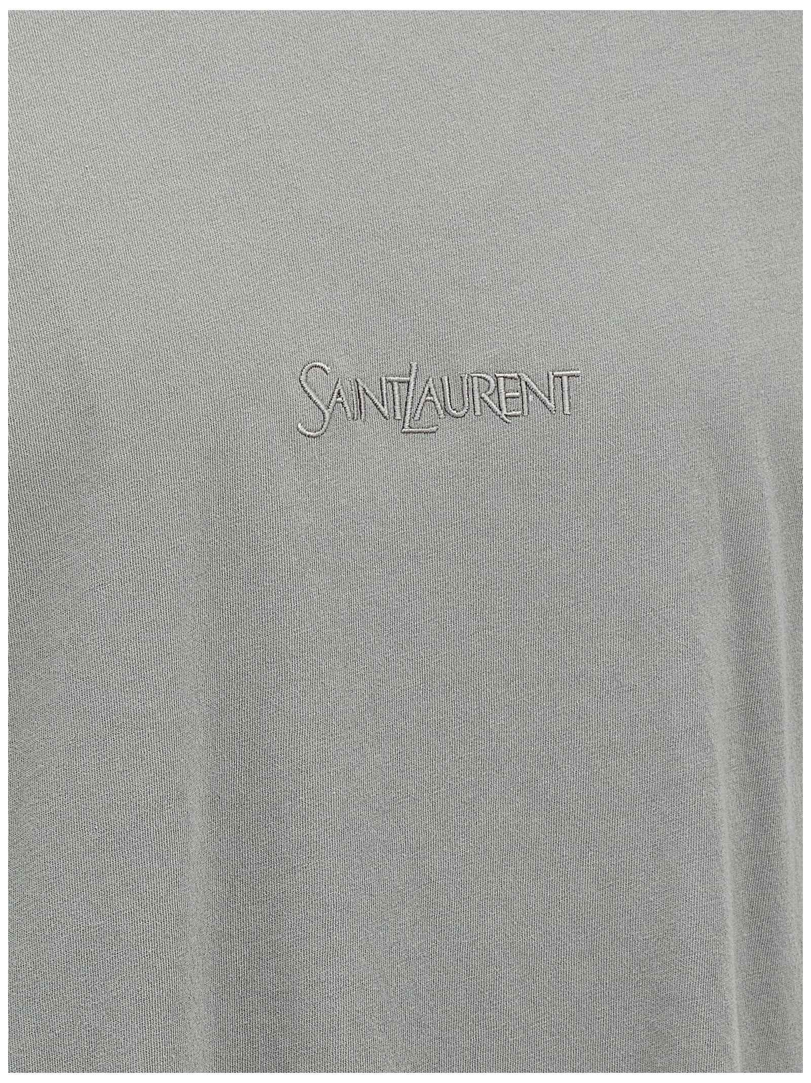 Saint Laurent Gray Cotton T-Shirt