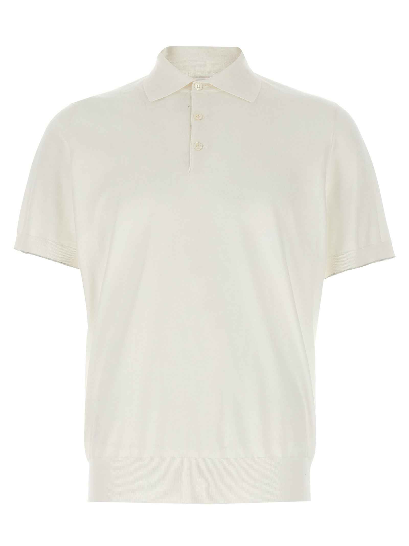 Brunello Cucinelli White Cotton Polo Shirt