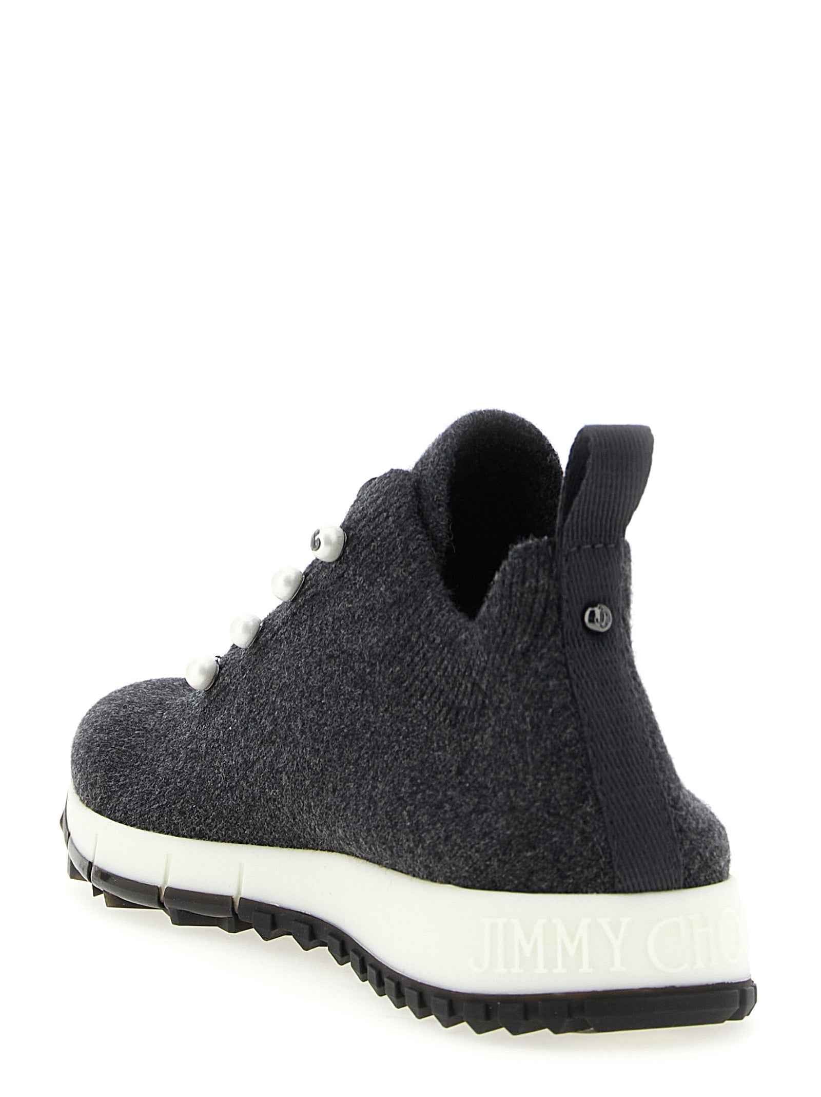 Jimmy Choo Black Tencel Low Top Sneakers