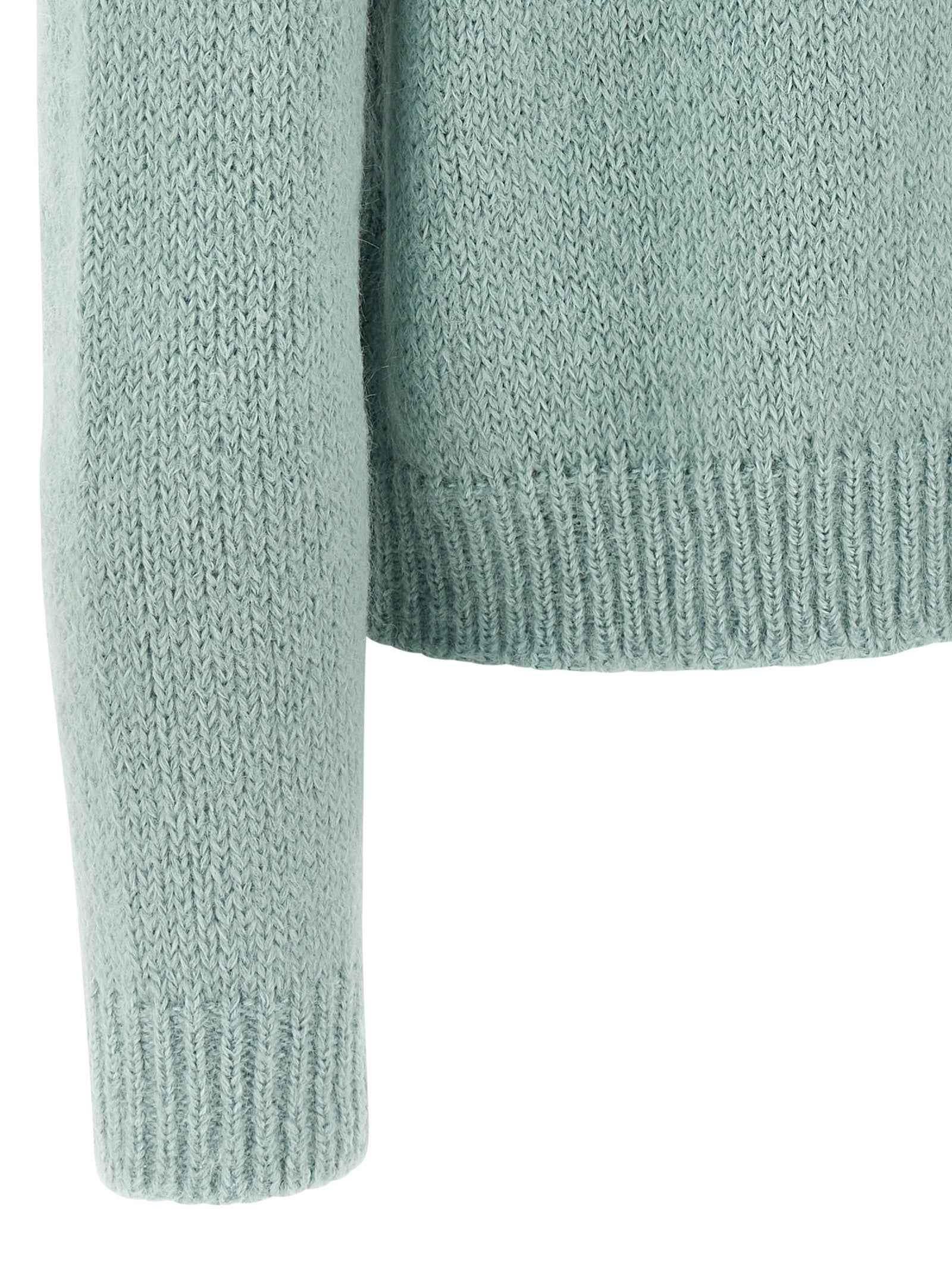 Jil Sander Blue Alpaca Leather Cardigan