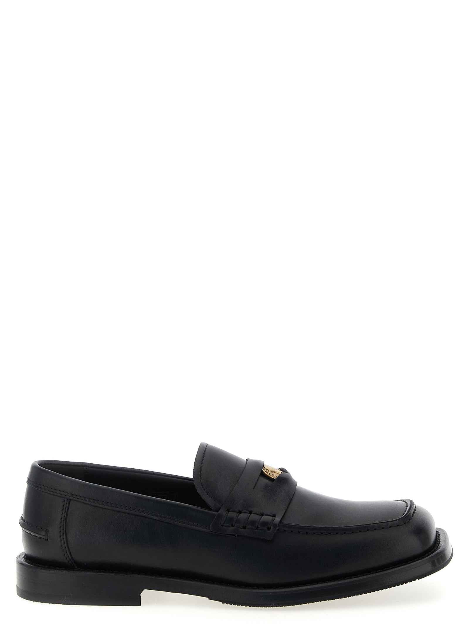Moschino Black Velvet Leather Slip-On Loafers