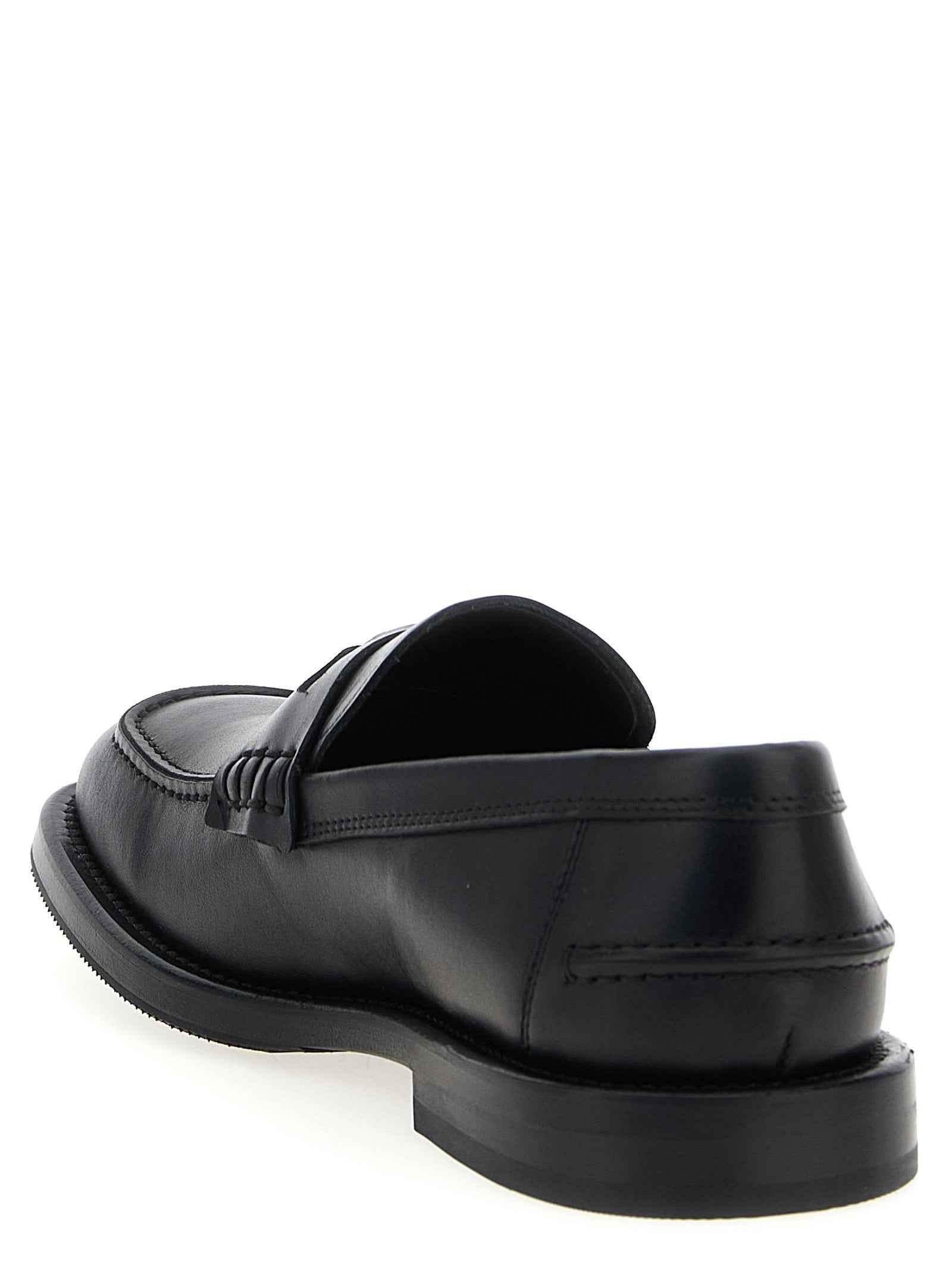 Moschino Black Velvet Leather Slip-On Loafers