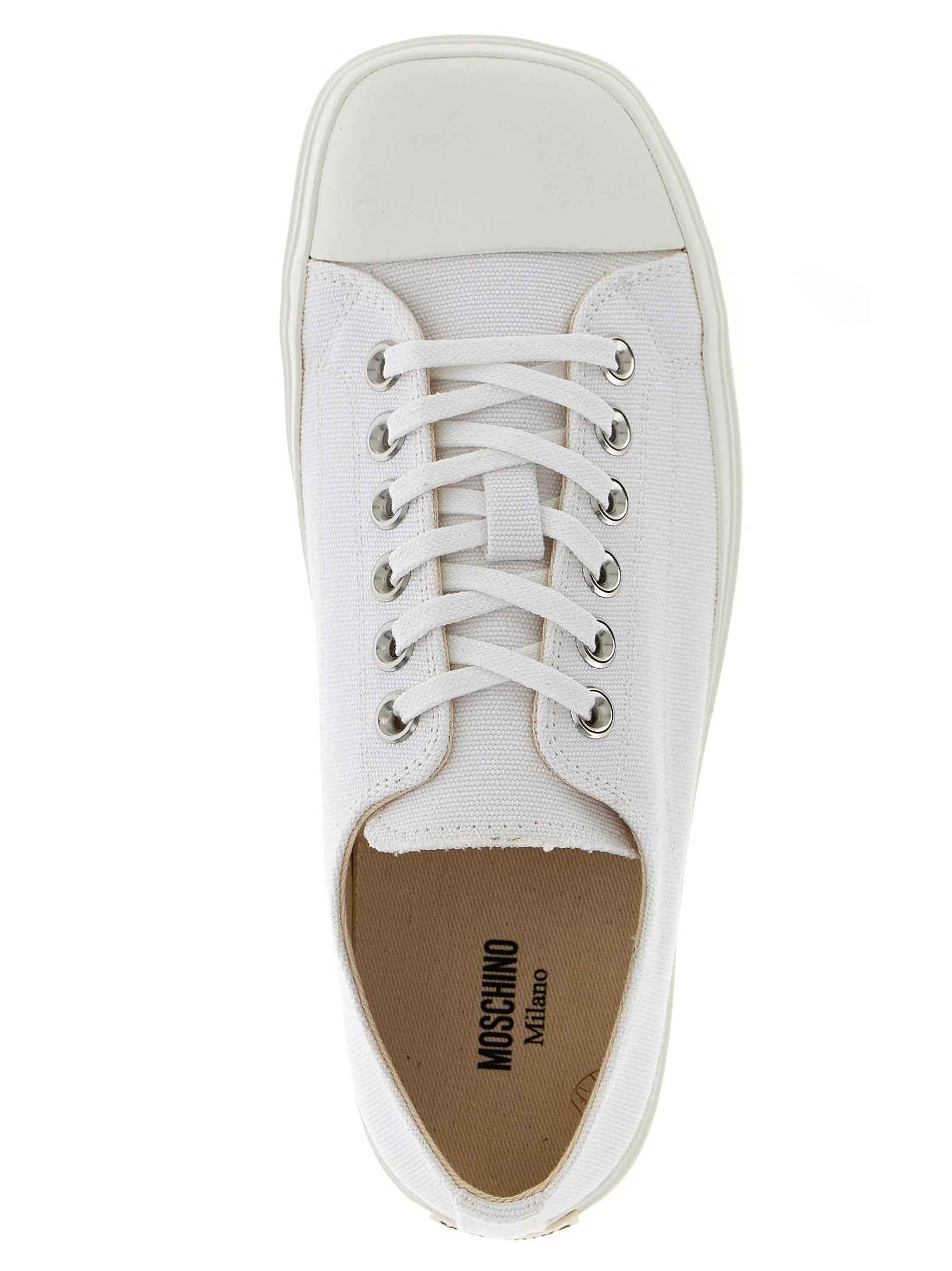 Moschino White Cotton Low Top Sneakers