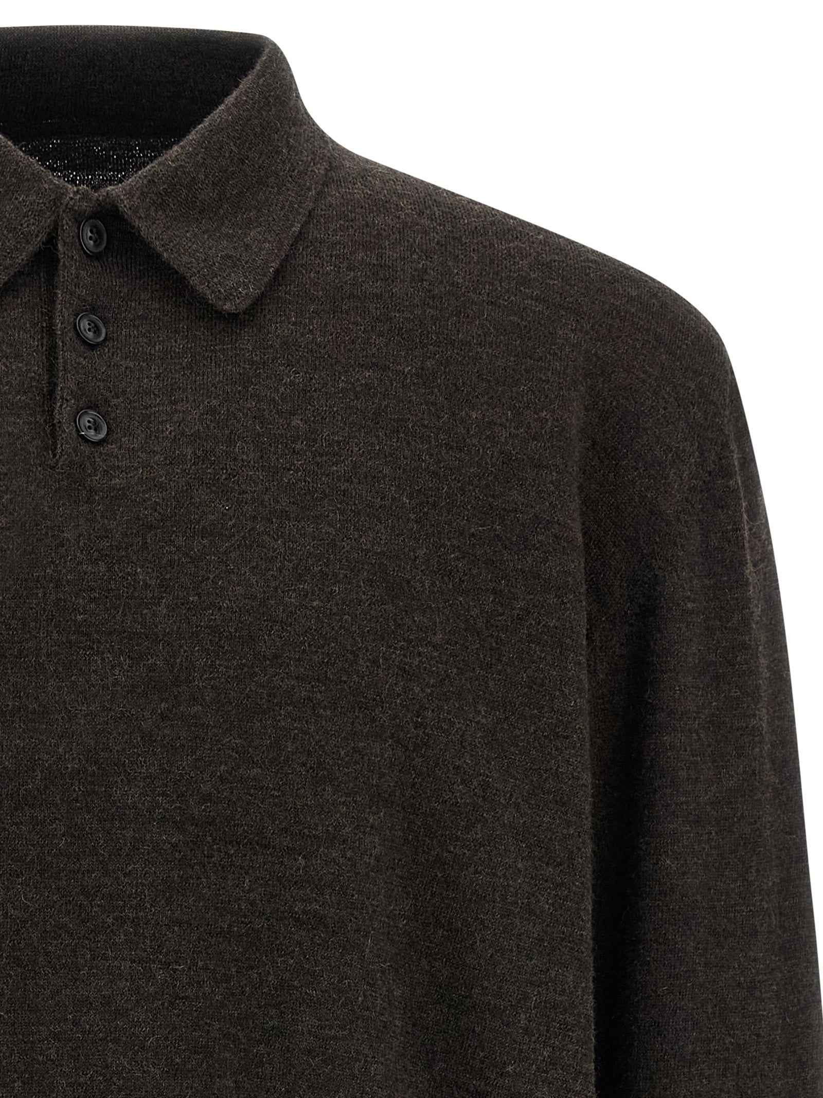 Maison Margiela Brown Wool Polo Shirt