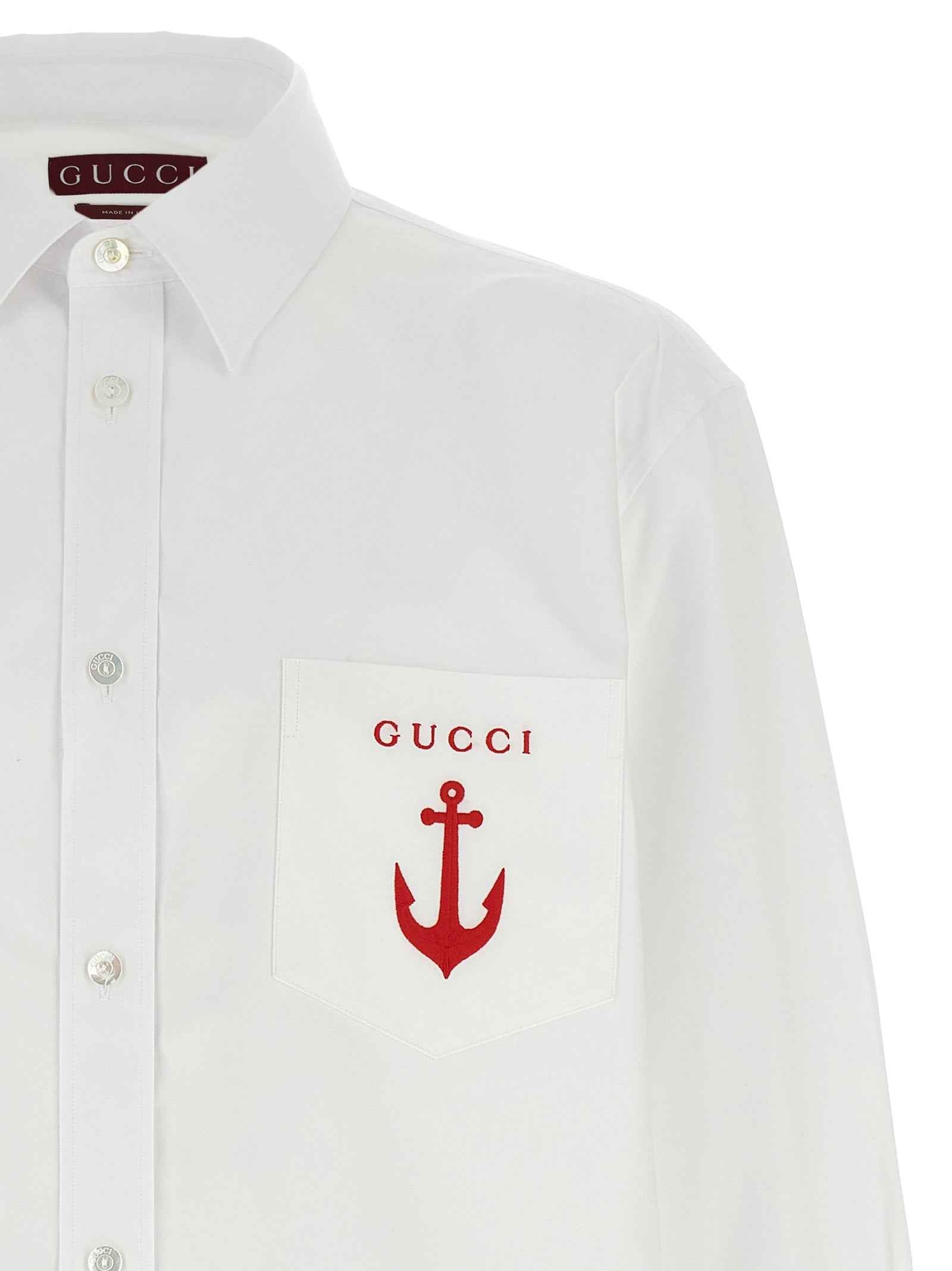 Gucci White Cotton Blouse