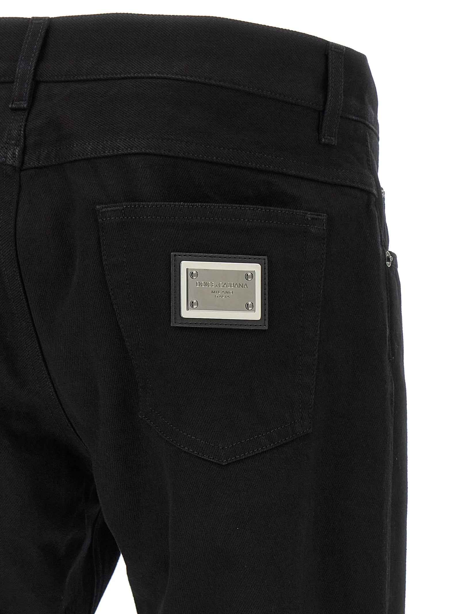 Dolce & Gabbana Black Cotton Straight-Leg Jeans