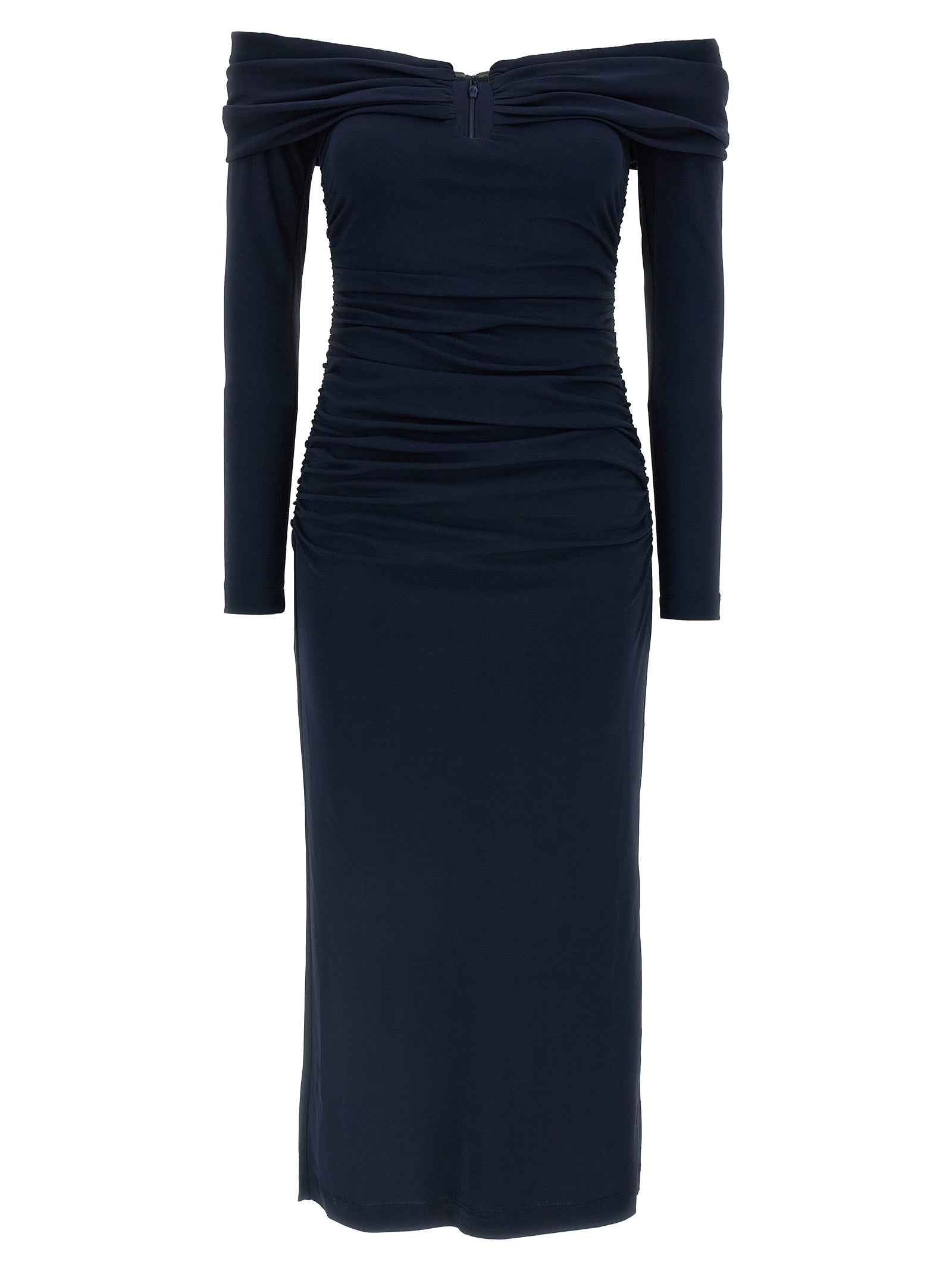 Carolina Herrera Blue Marabou Midi Dress