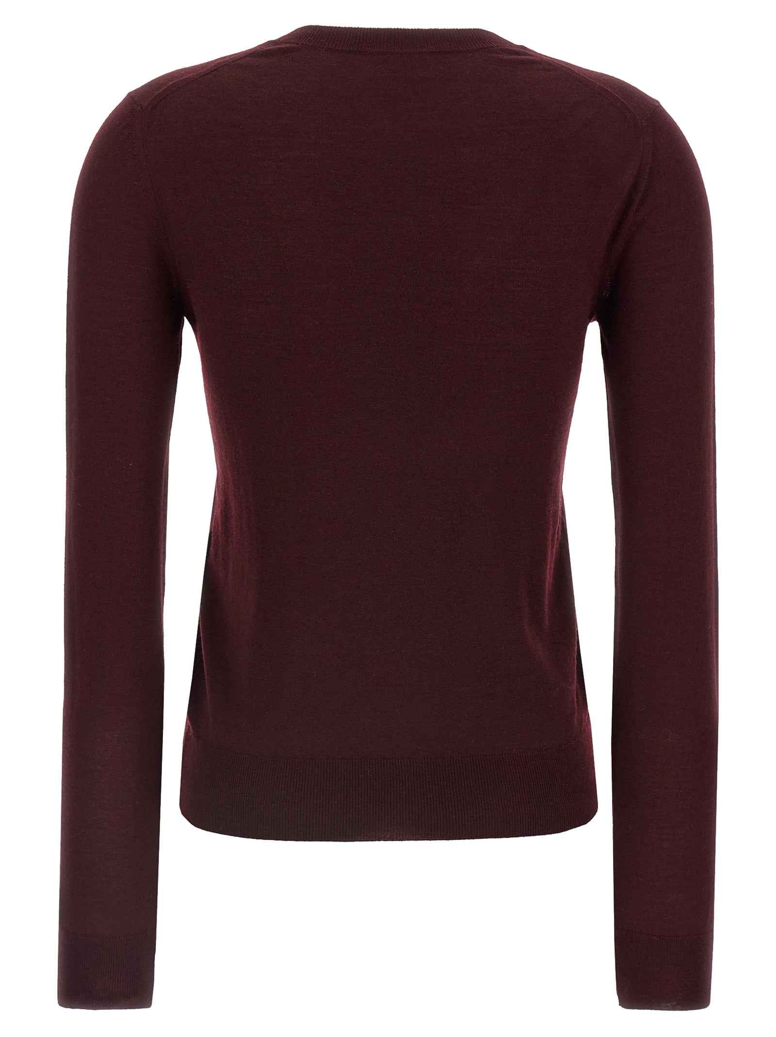 Saint Laurent Bordeaux Virgin Wool Cardigan