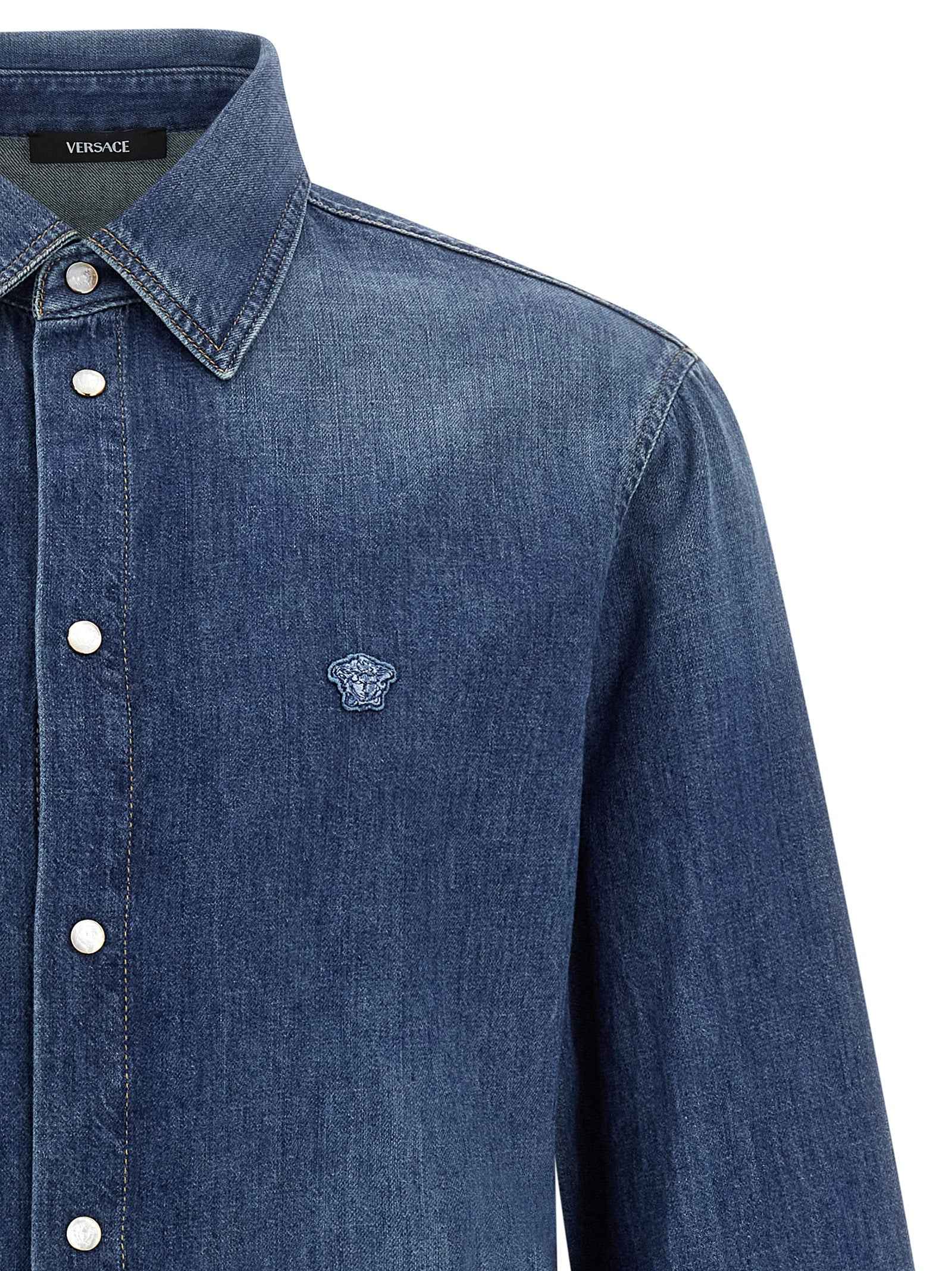 Versace Blue Cotton Blouse