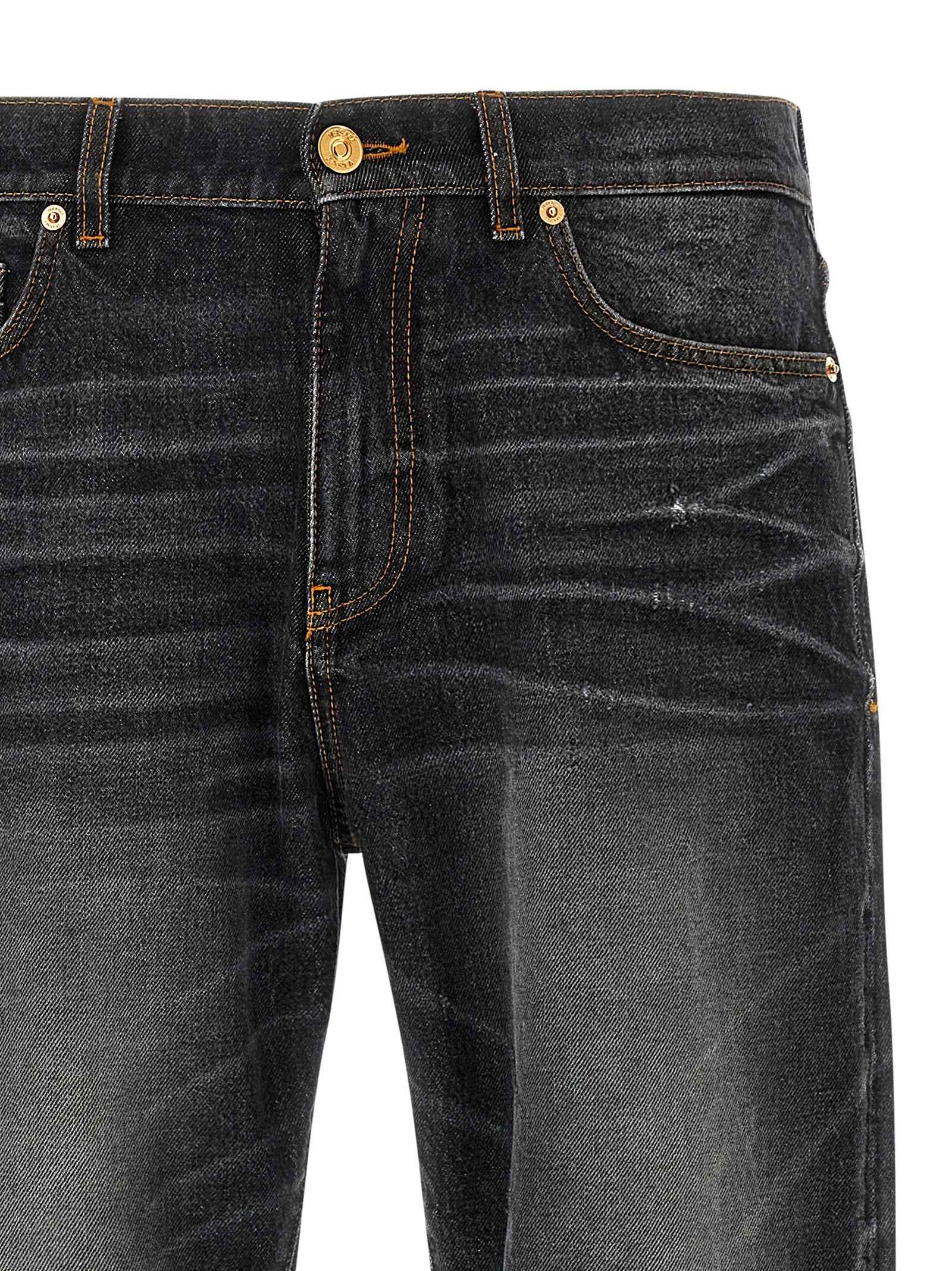 Versace Black Cotton Straight-Leg Jeans