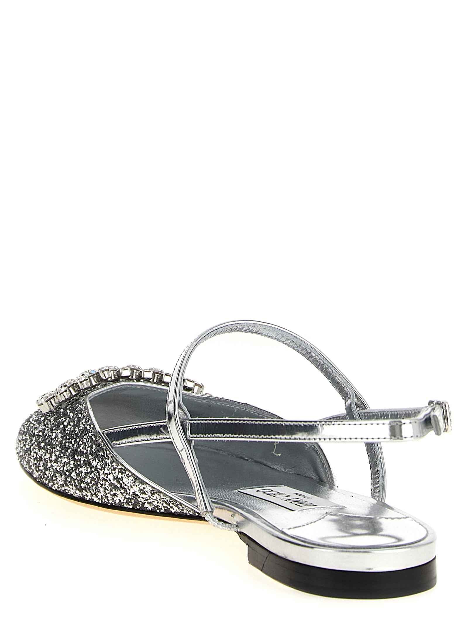 Jimmy Choo Silver Tencel Ballet Flats