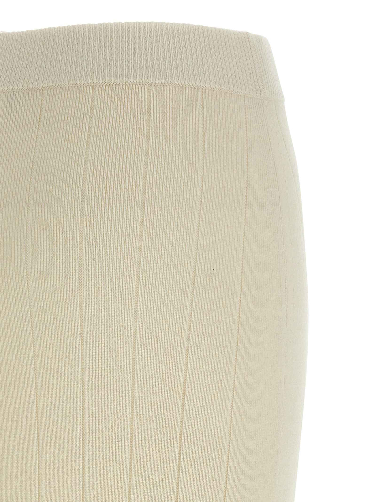 Max Mara White Cashmere Midi Skirt
