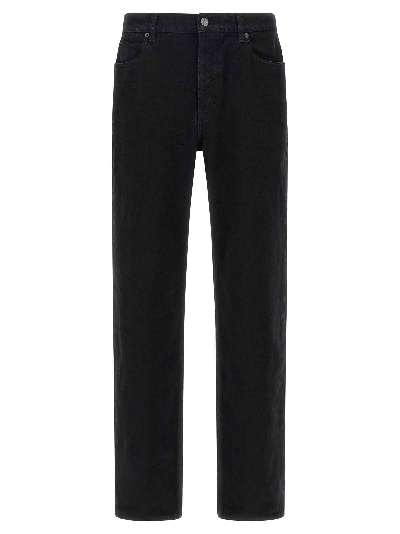 Saint Laurent Black Cotton Straight-Leg Jeans