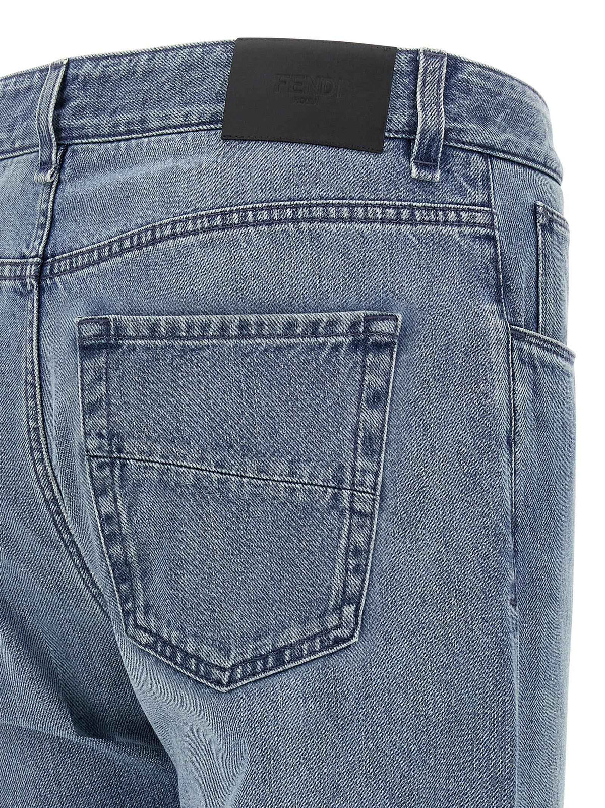 Fendi Blue Cotton Straight-Leg Jeans