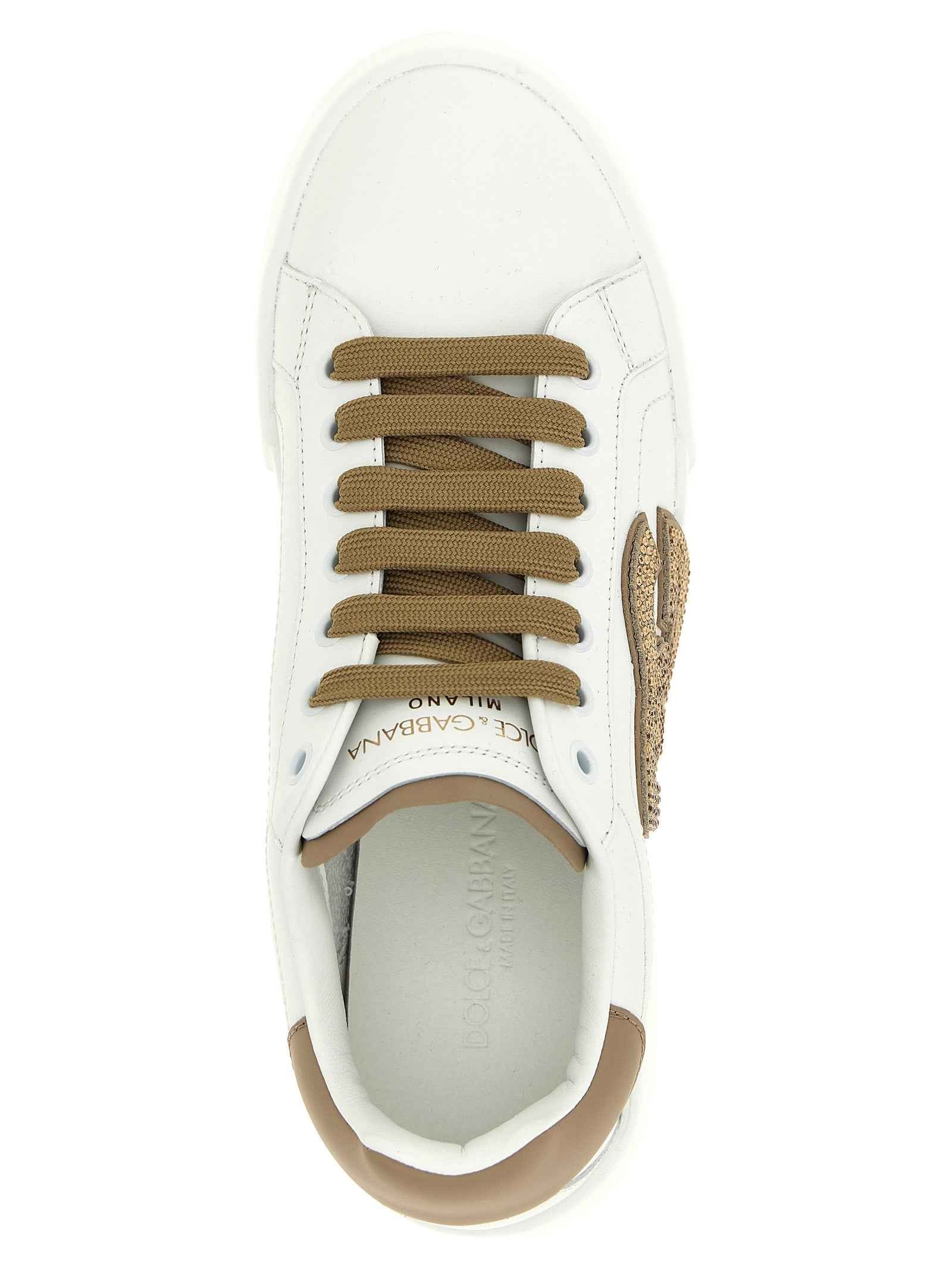 Dolce & Gabbana Beige Calfskin Sneakers