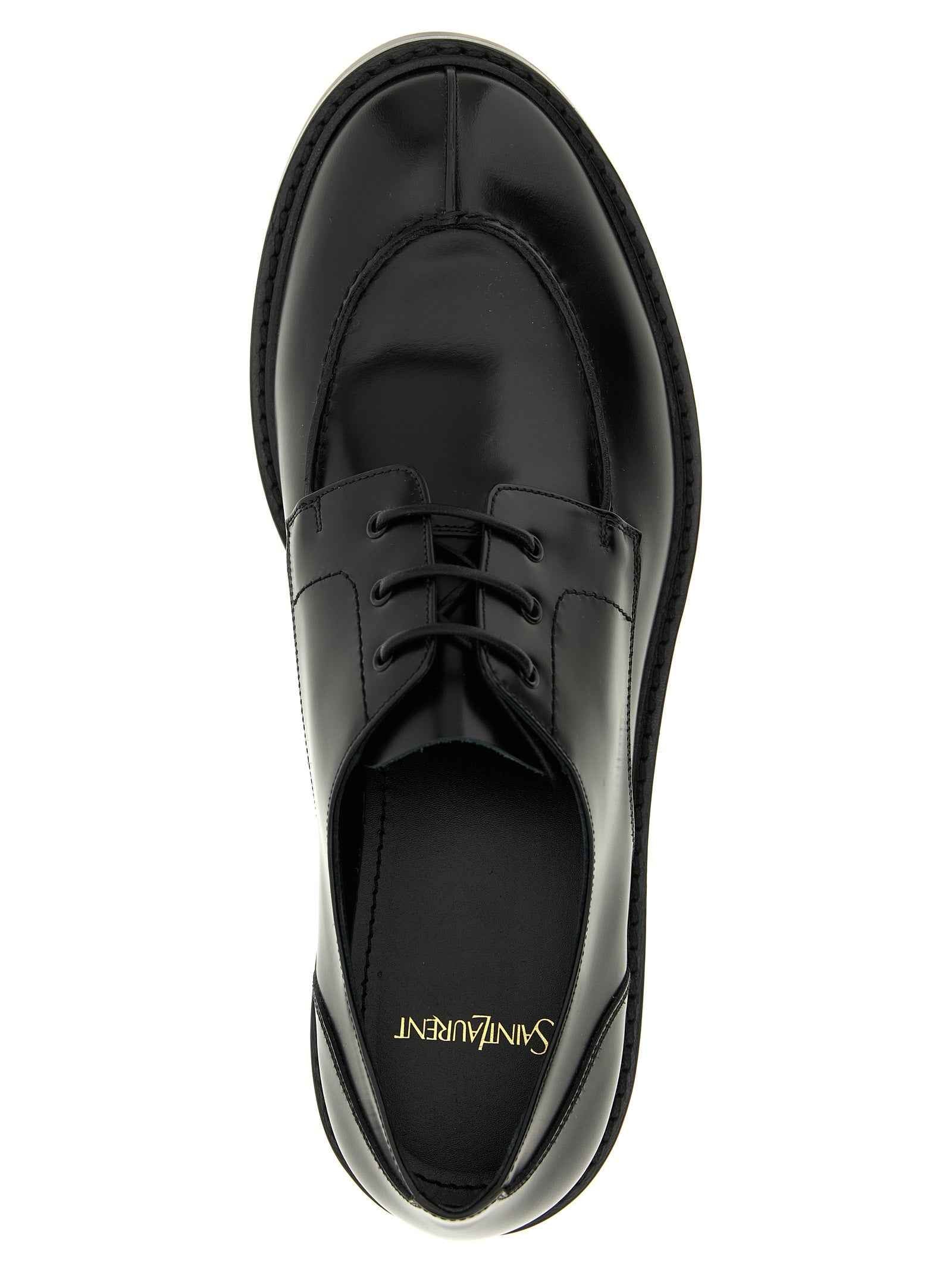 Saint Laurent Black Calfskin Oxfords And Derbies