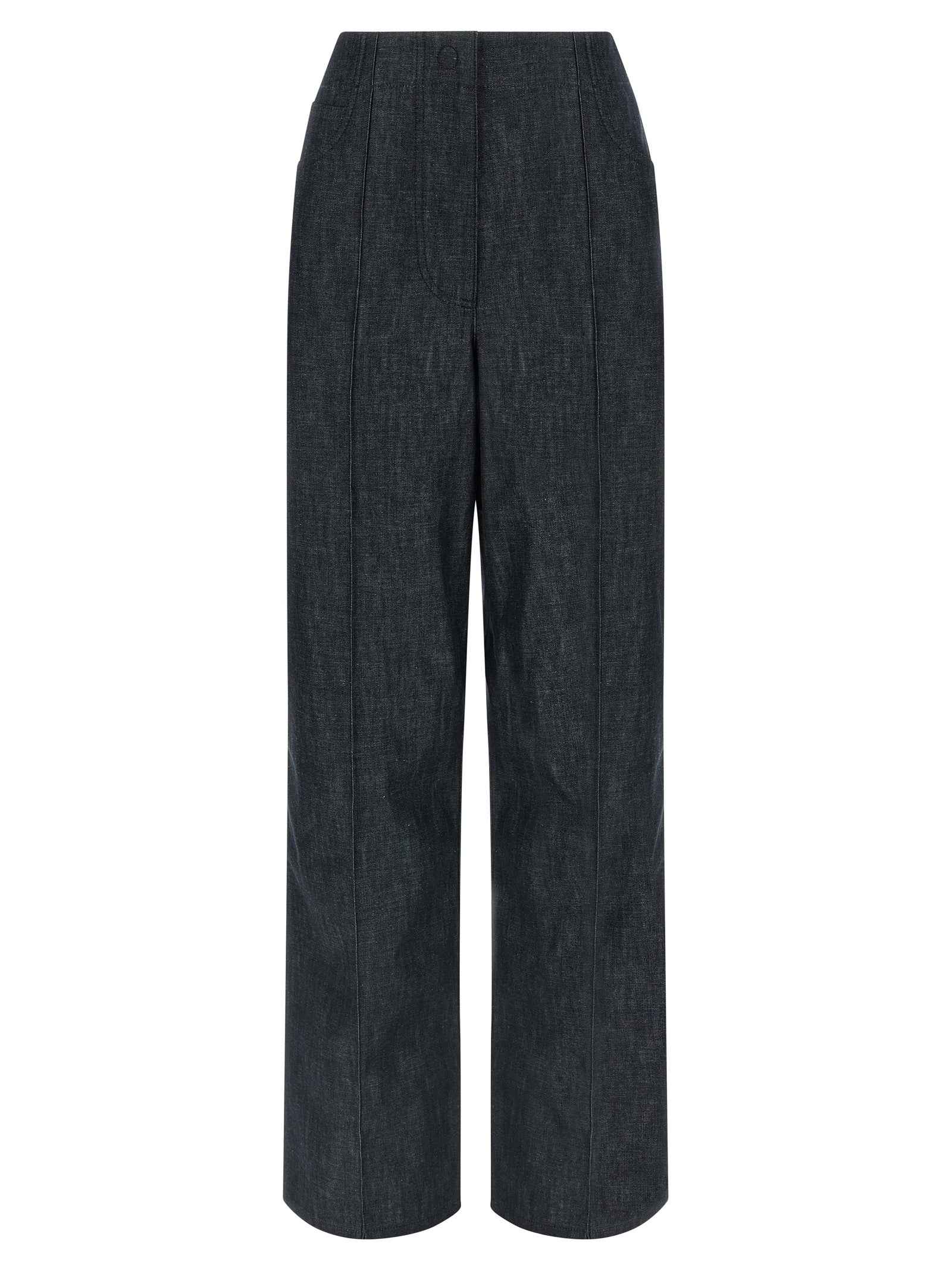 Fendi Blue Cotton High-Waisted Jean