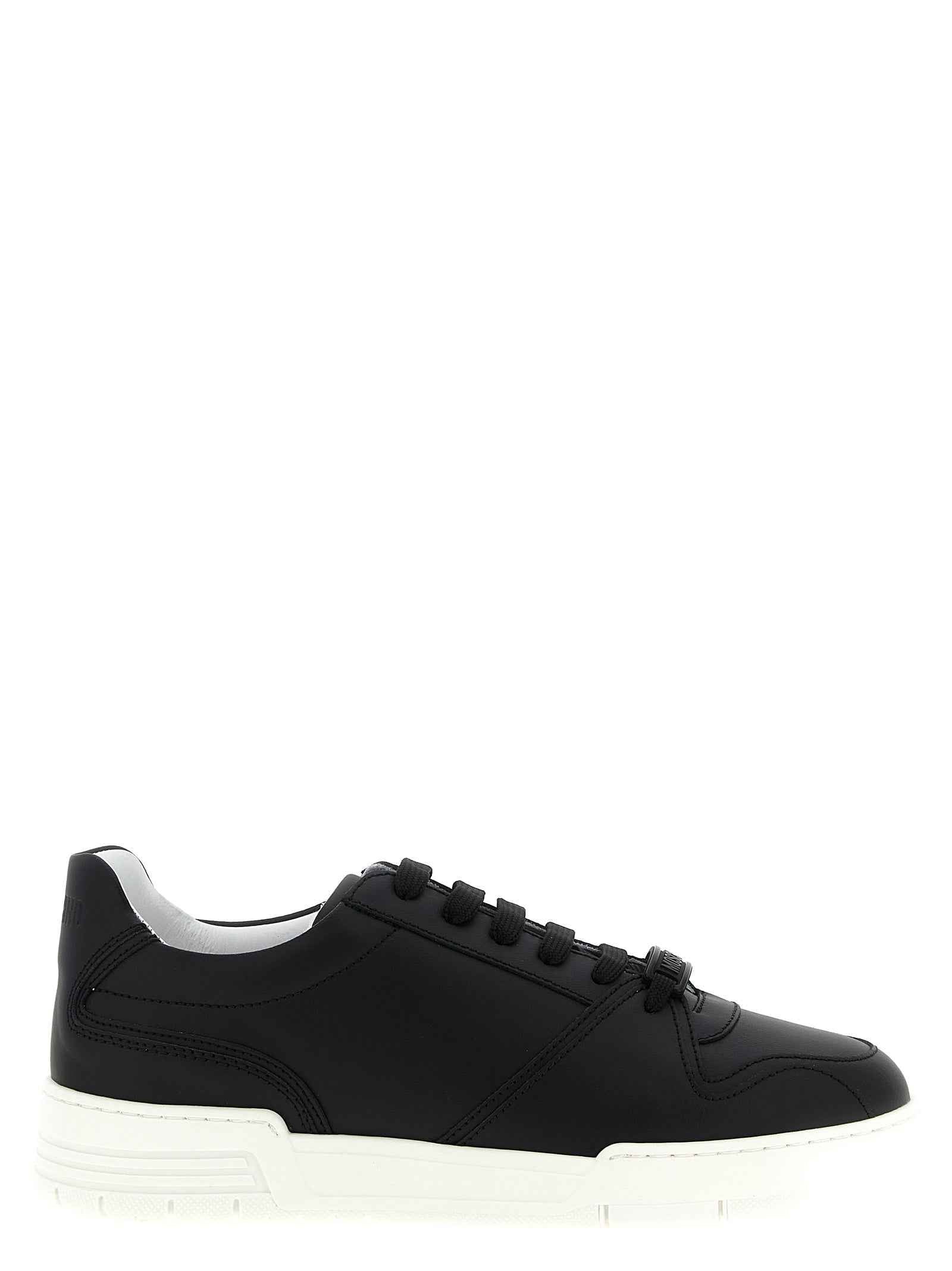 Moschino Black Leather Low Top Sneakers