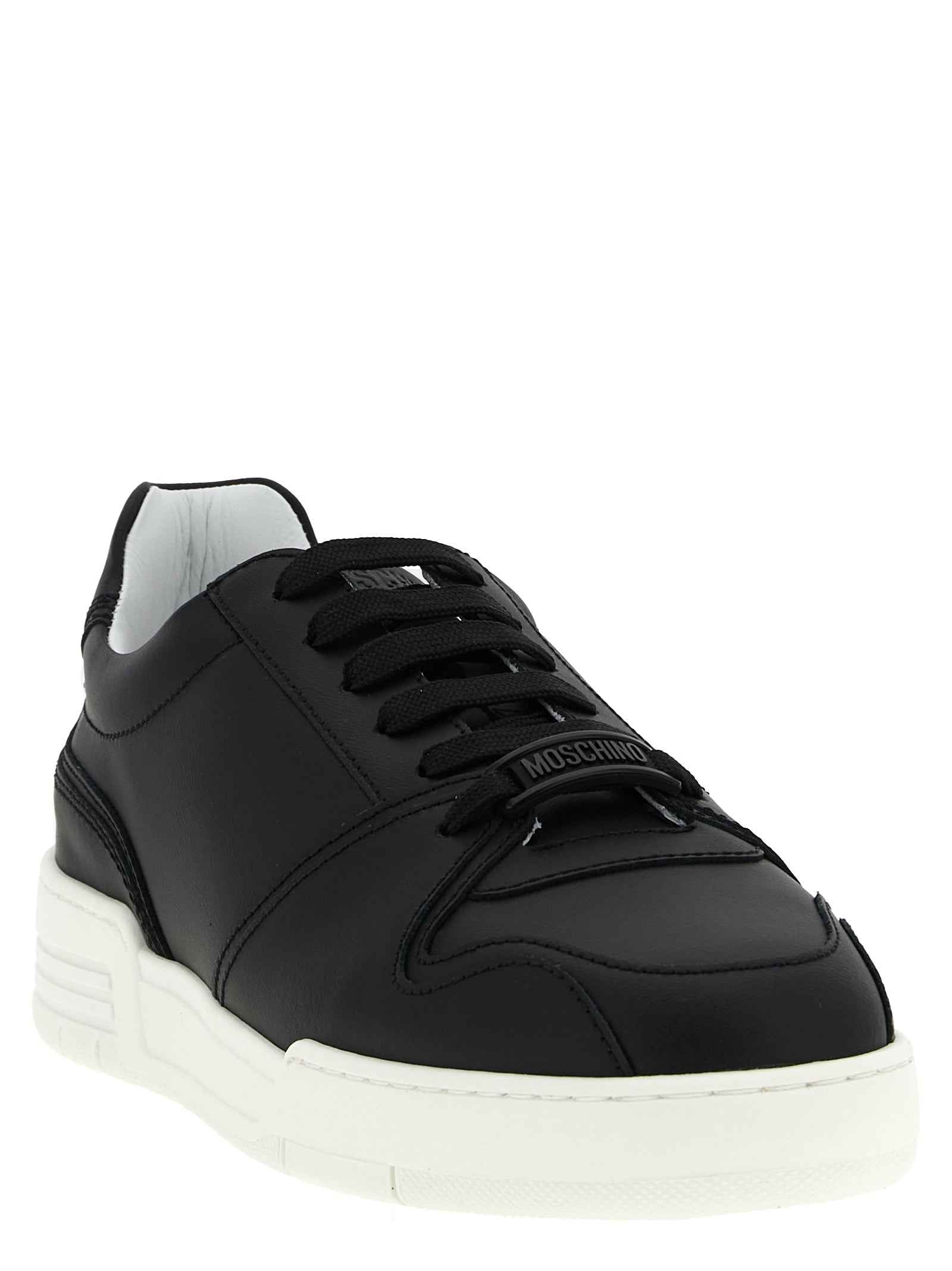Moschino Black Leather Low Top Sneakers
