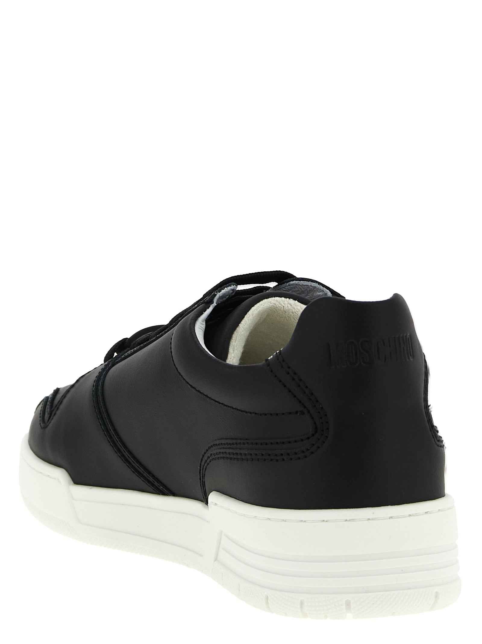 Moschino Black Leather Low Top Sneakers