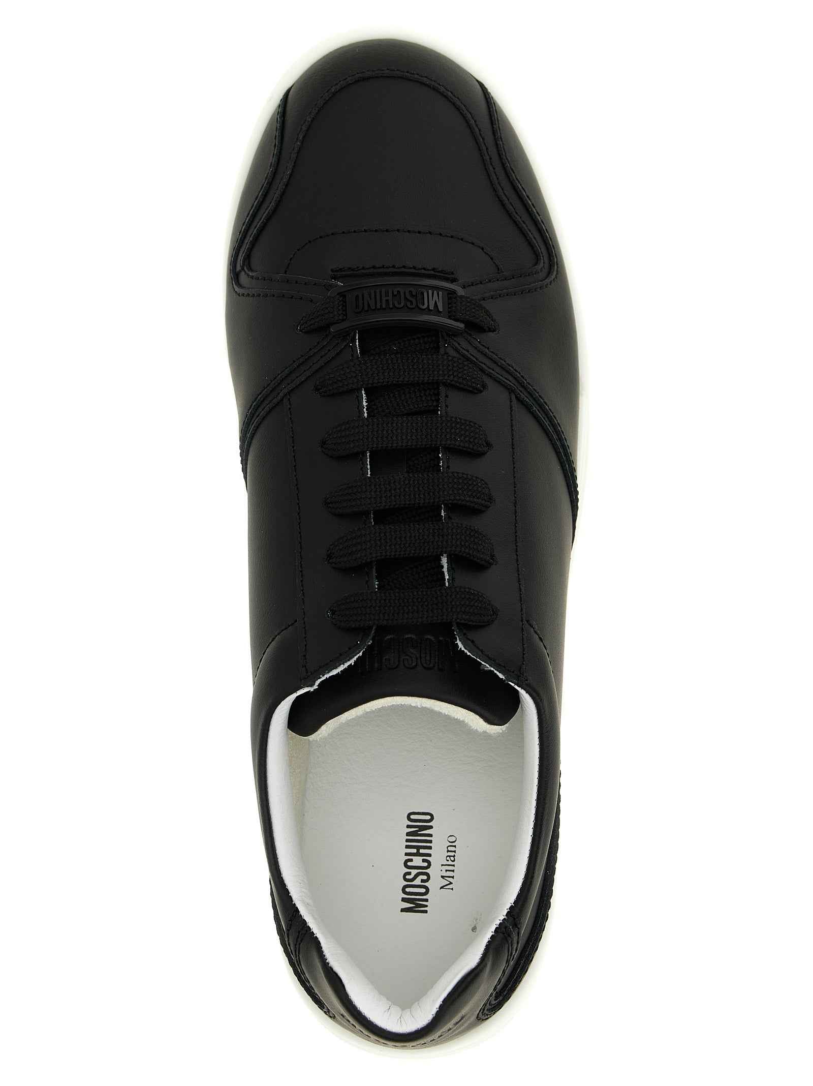 Moschino Black Leather Low Top Sneakers