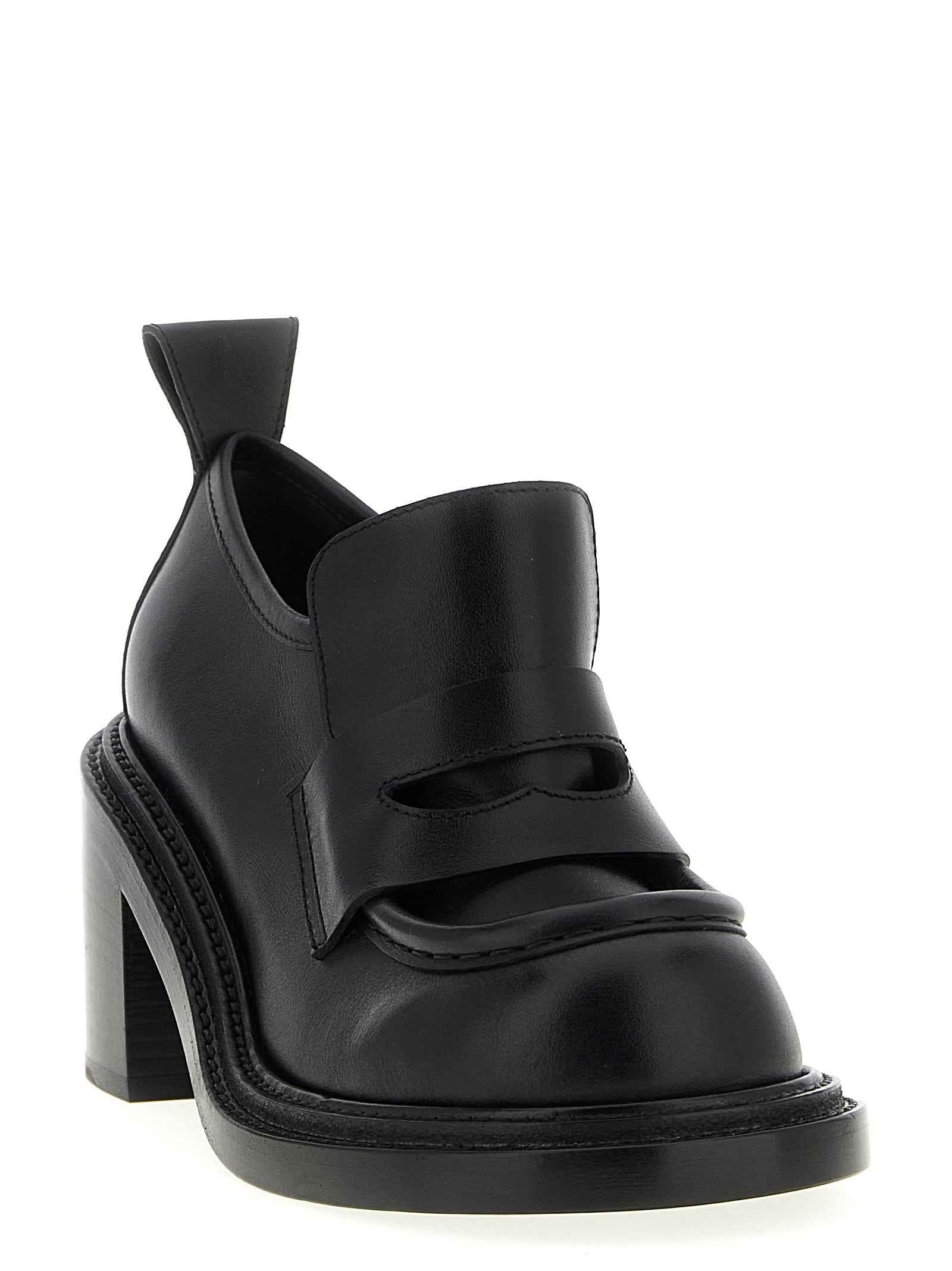 Moschino Black Leather Platform Loafers