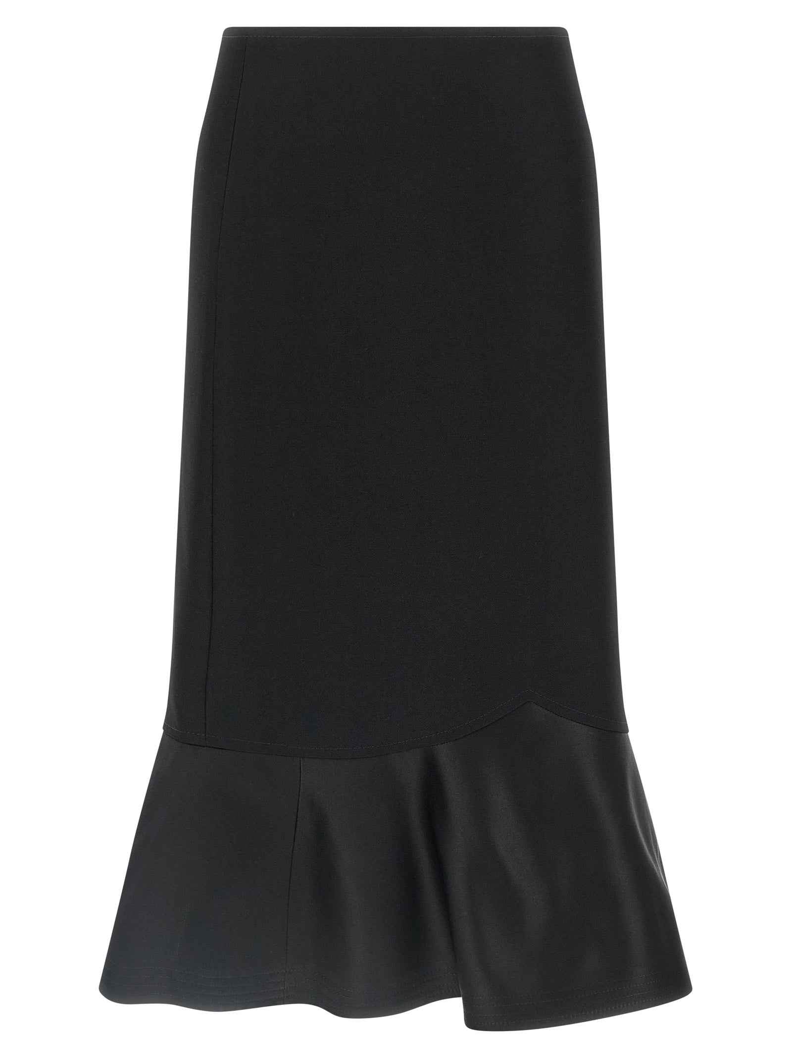Fendi Black Virgin Wool Midi Skirt