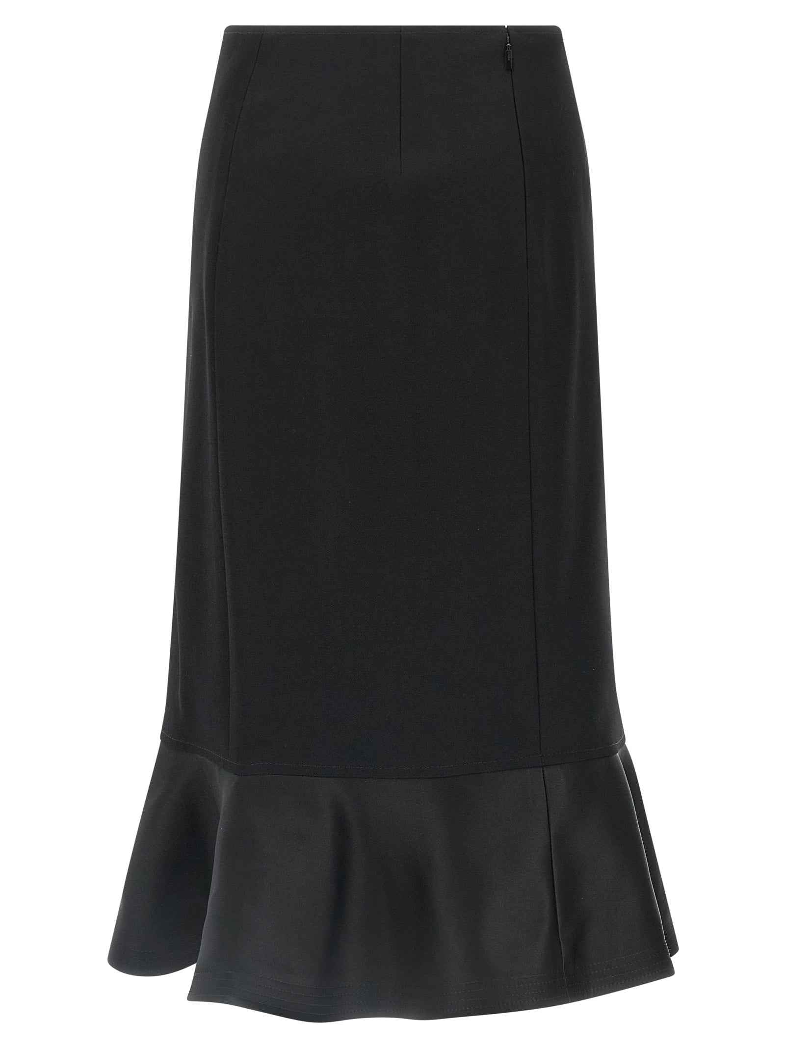 Fendi Black Virgin Wool Midi Skirt