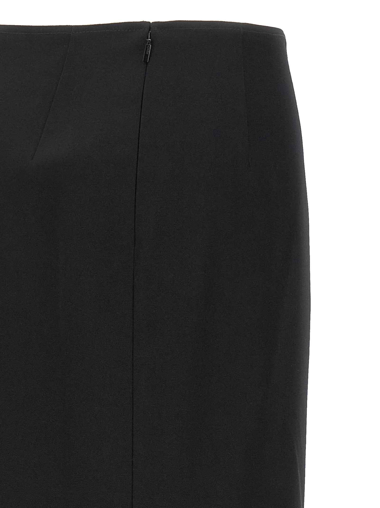 Fendi Black Virgin Wool Midi Skirt