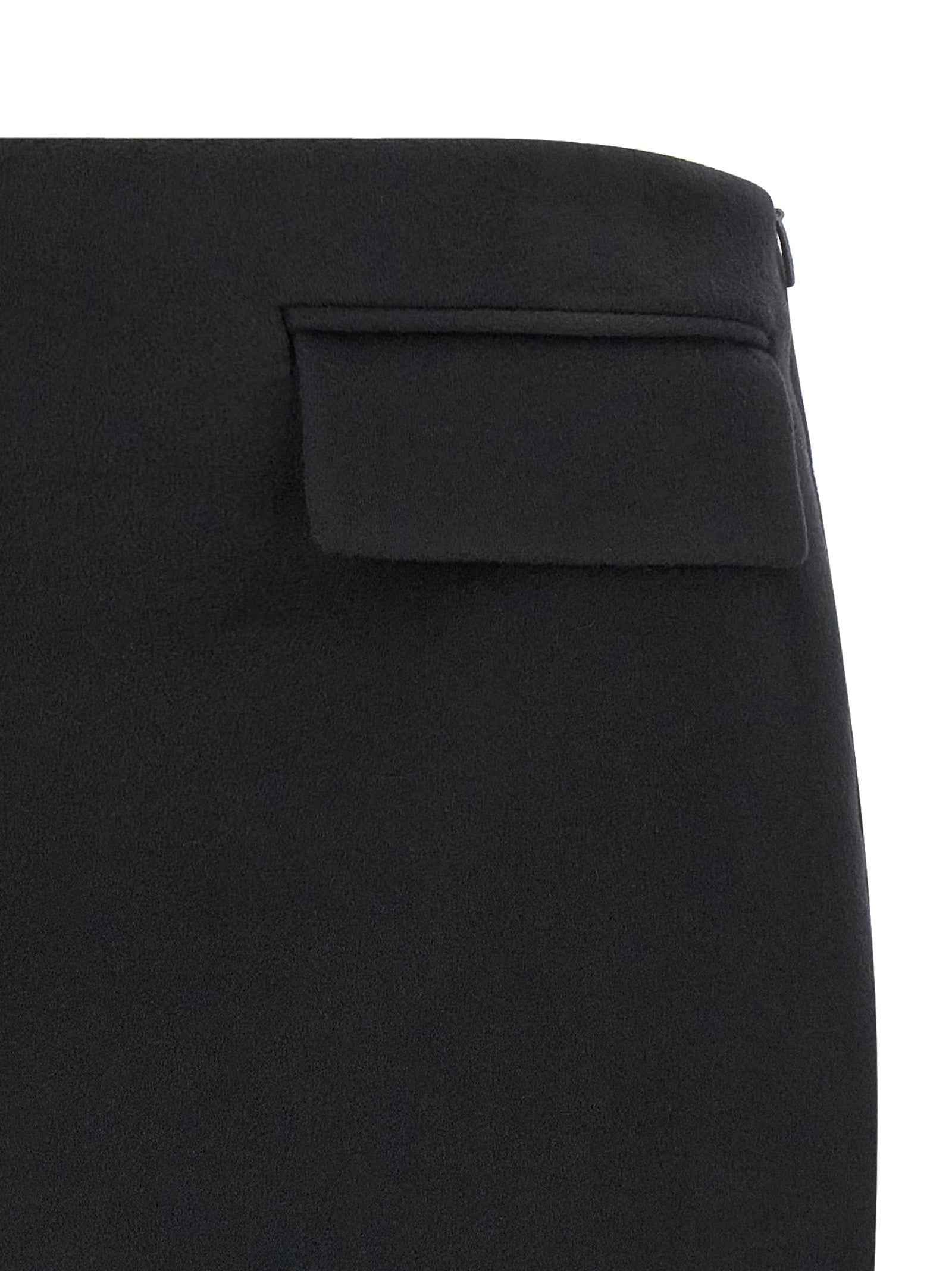 Ferragamo Black Virgin Wool Long Skirt