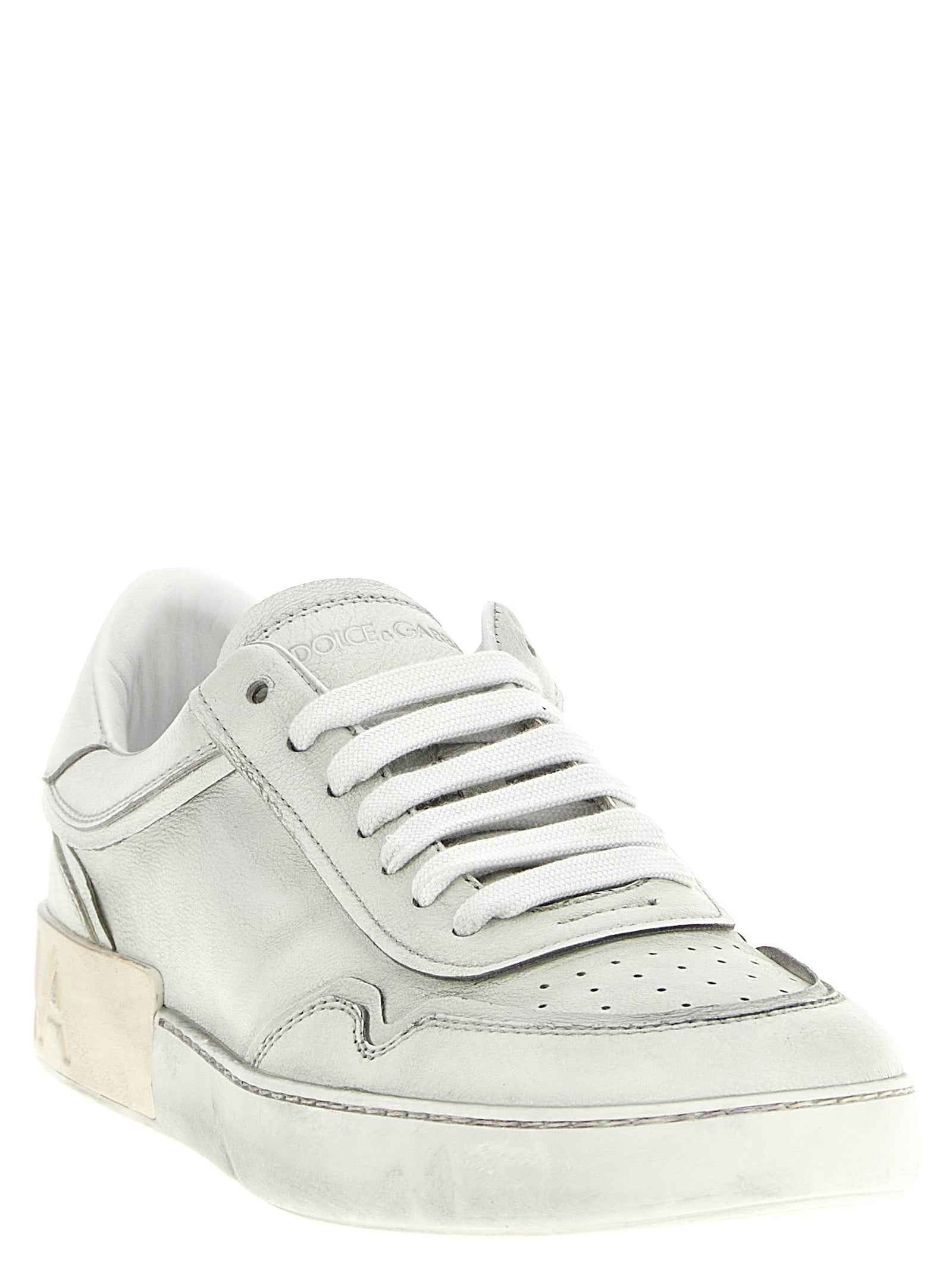 Dolce & Gabbana White Lamb Leather Low Top Sneakers