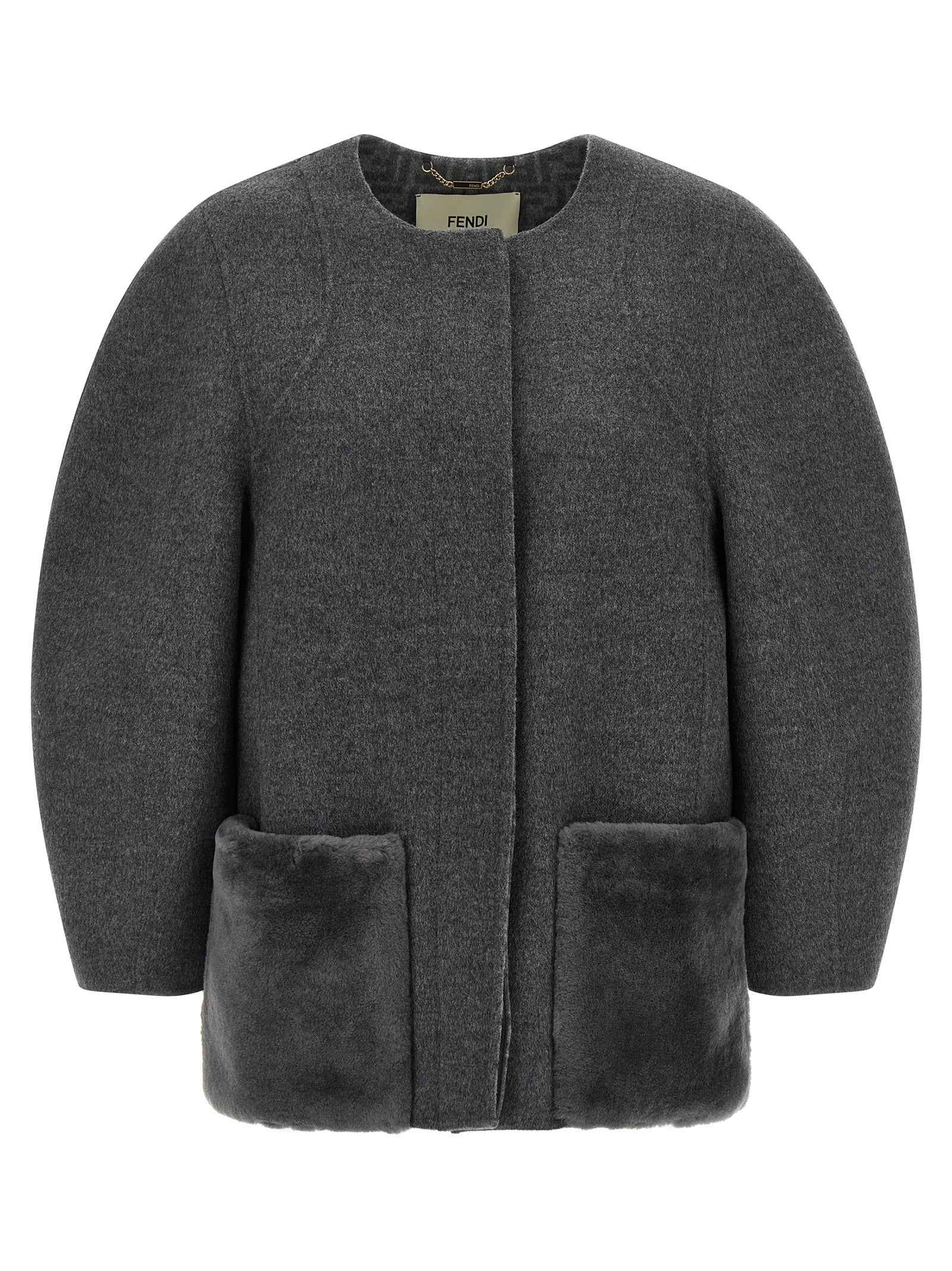 Fendi Gray Virgin Wool Coat