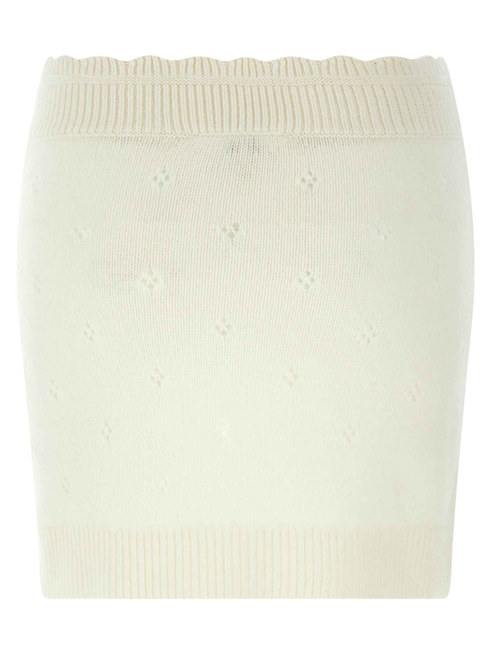 Chloé White Wool Long Skirt