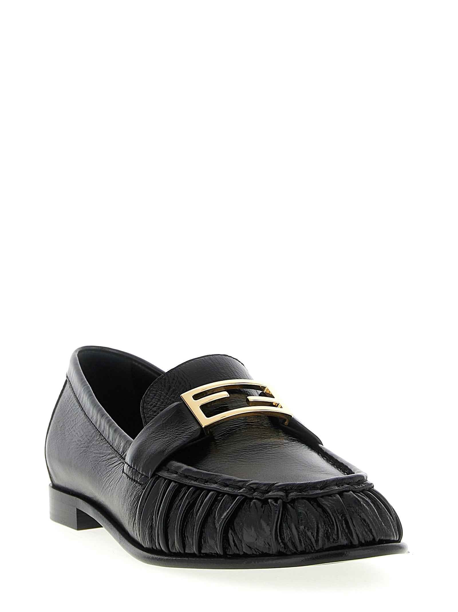Fendi Black Lamb Leather Slip-On Loafers