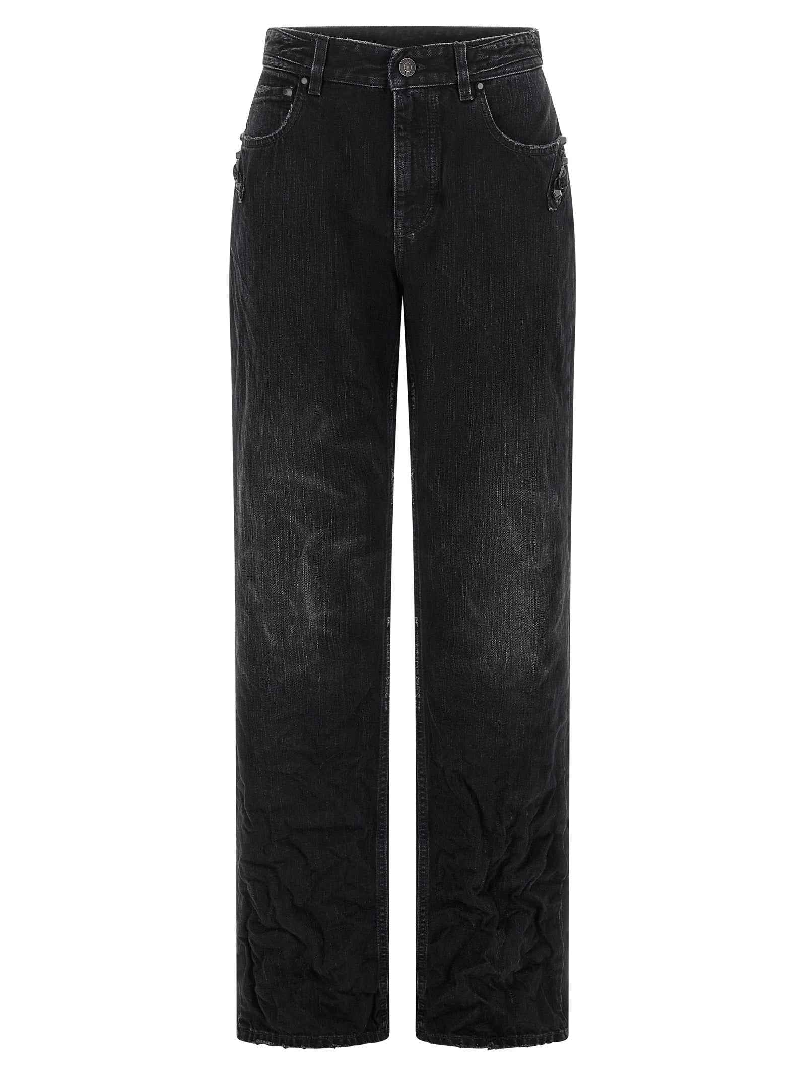 Balenciaga Black Cotton Straight-Leg Jeans