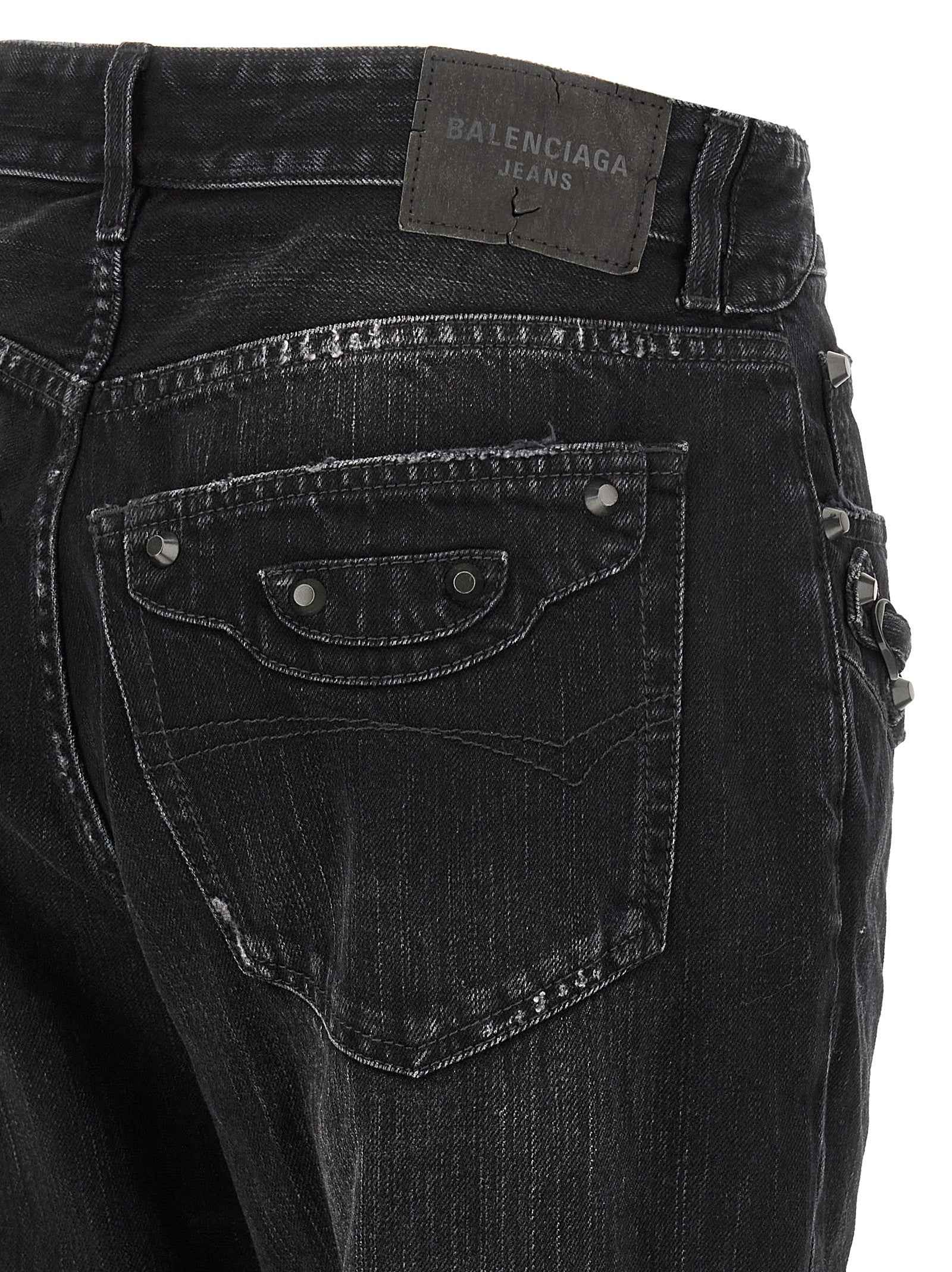 Balenciaga Black Cotton Straight-Leg Jeans