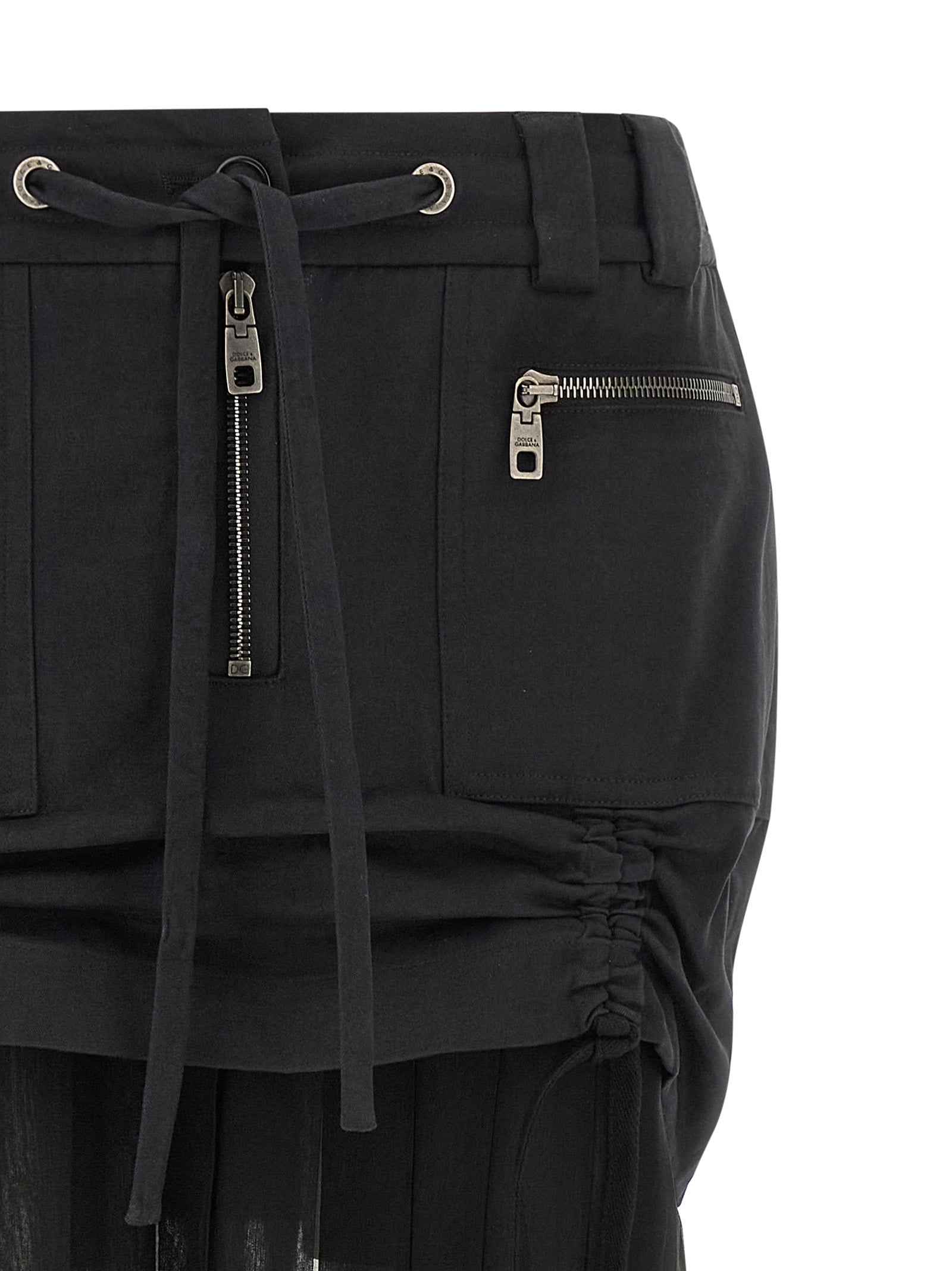 Dolce & Gabbana Black Silk Midi Skirt