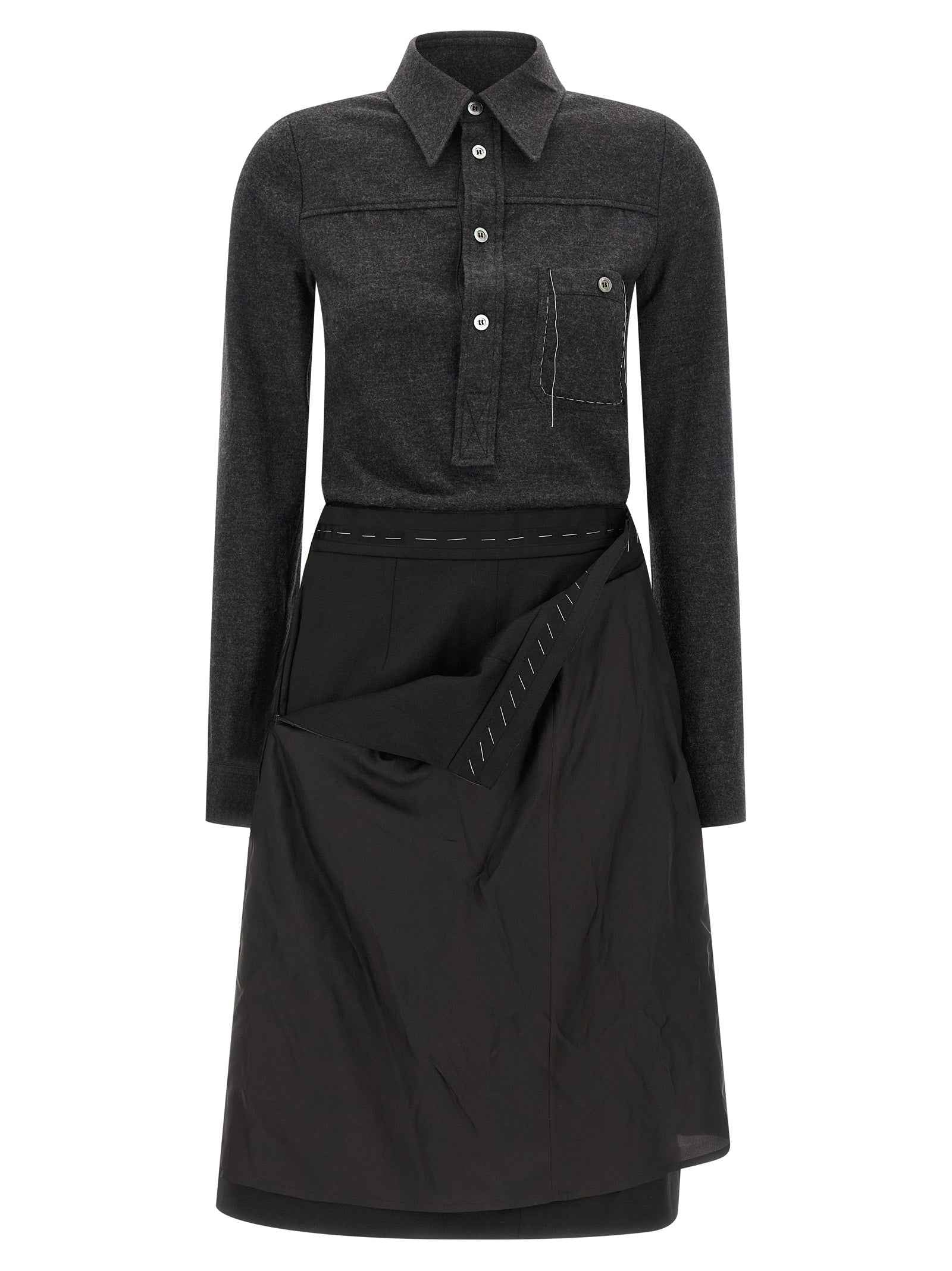 Maison Margiela Gray Virgin Wool Midi Dress